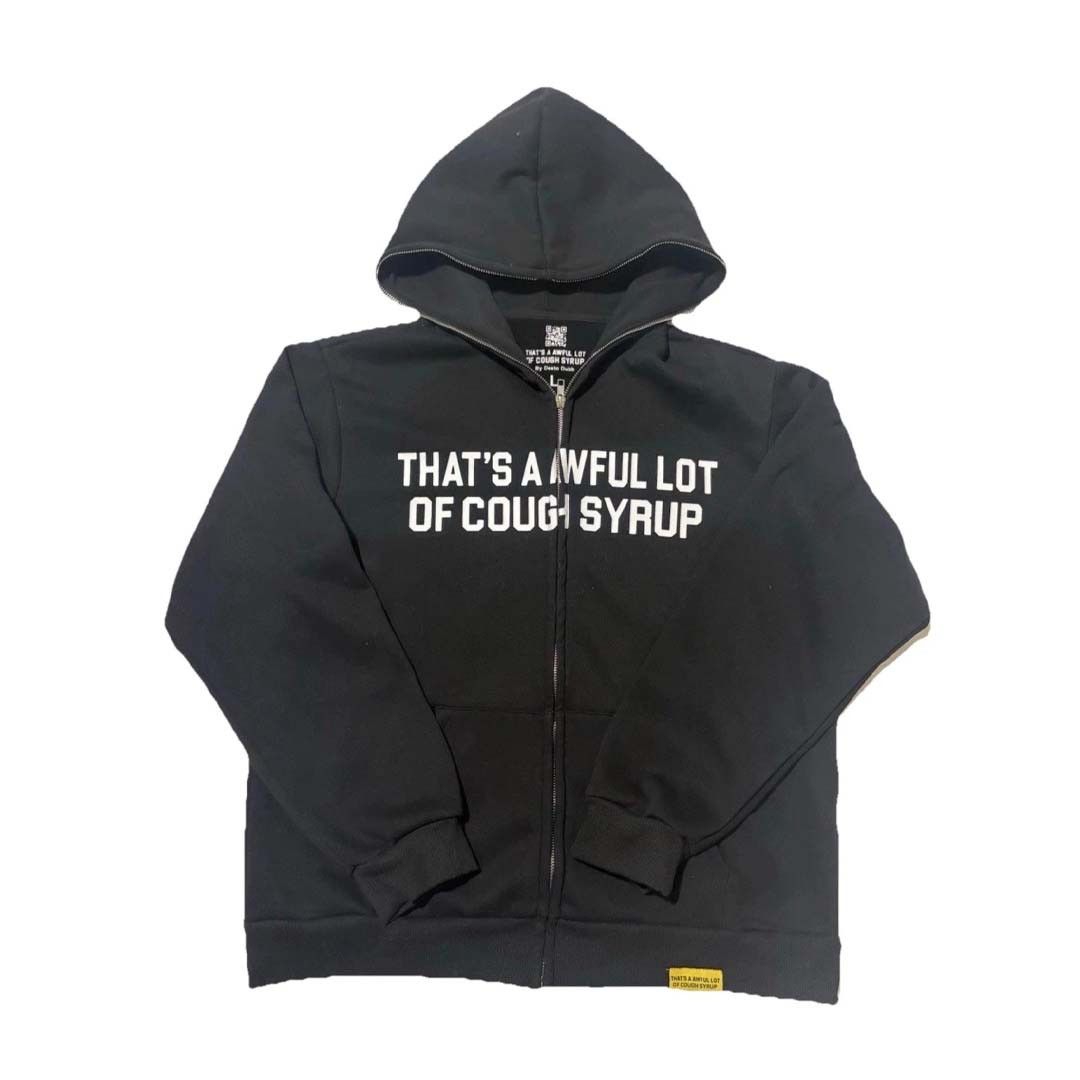 Awful Lot of Cough Syrup Spell Out Zip Up Hoodie Black Size US S / EU 44-46 / 1 - 1 Thumbnail