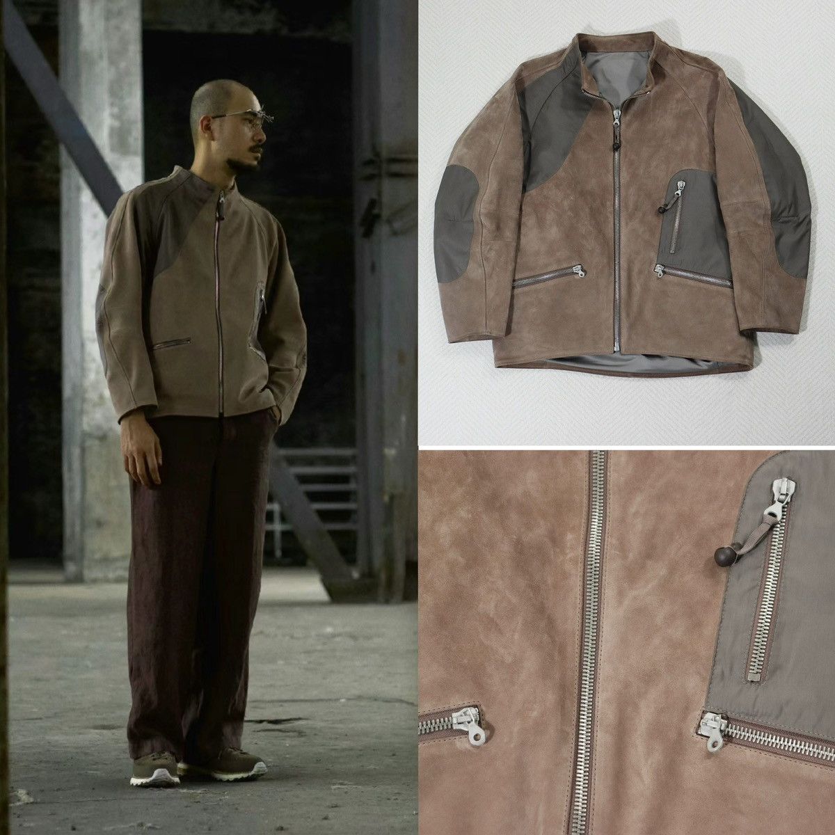 image of Motivmfg Motiv Leather Jacket （Cowhide） in Brown, Men's (Size Medium)