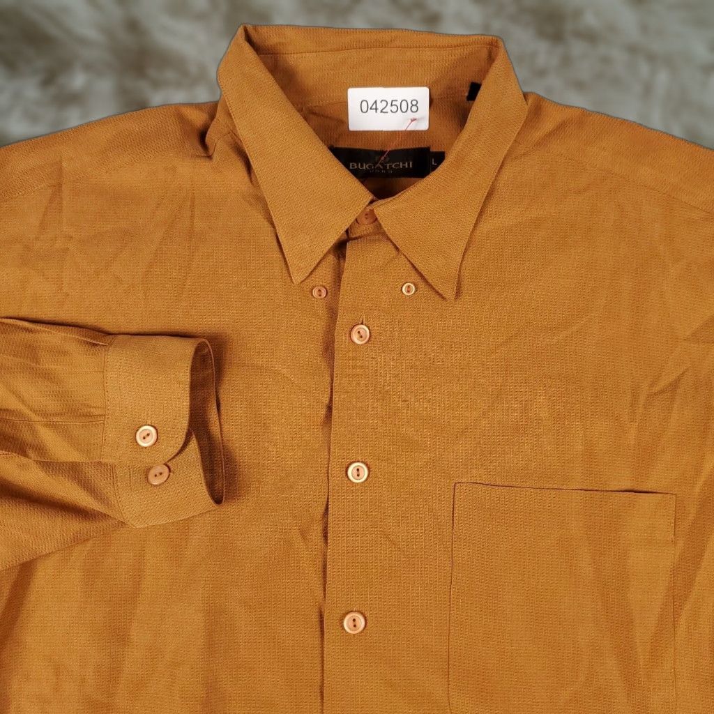 BUGATCHI Bugatchi Uomo Shirt Mens Large Orange Casual Button Up Long Sleeve Size US L / EU 52-54 / 3 - 1 Thumbnail