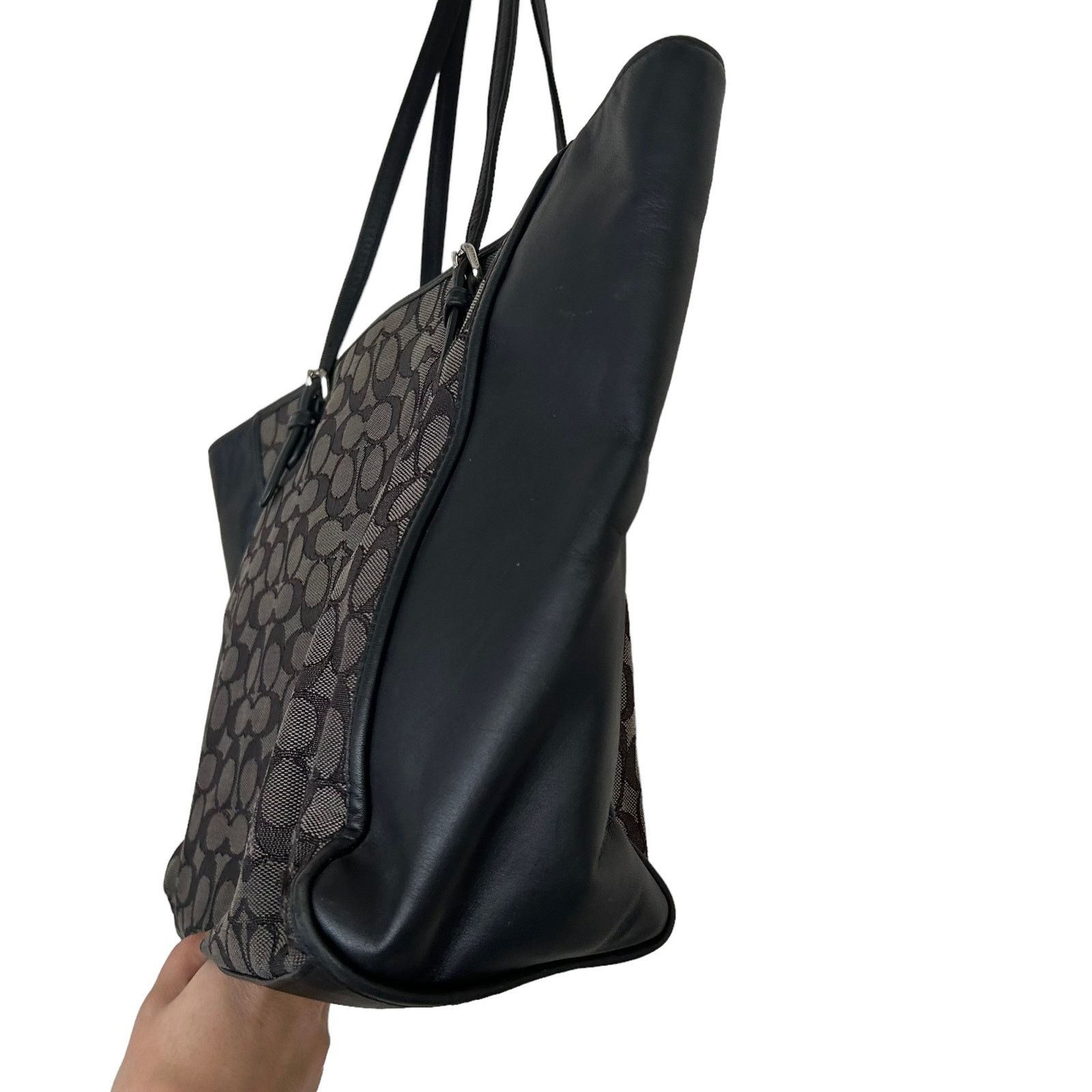 Coach Coach Turnlock Signature Jacquard Monogram Black Gray Tote Size ONE SIZE - 8 Thumbnail