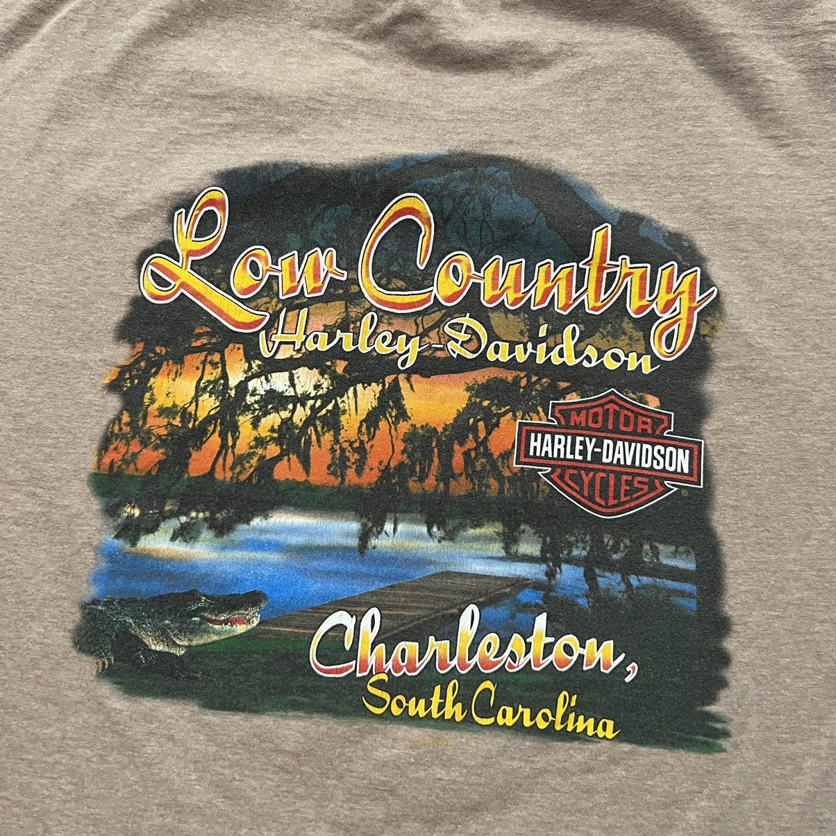 Harley Davidson Harley Davison Low Country Beige Charleston Biker T Shirt Size US XXL / EU 58 / 5 - 4 Thumbnail