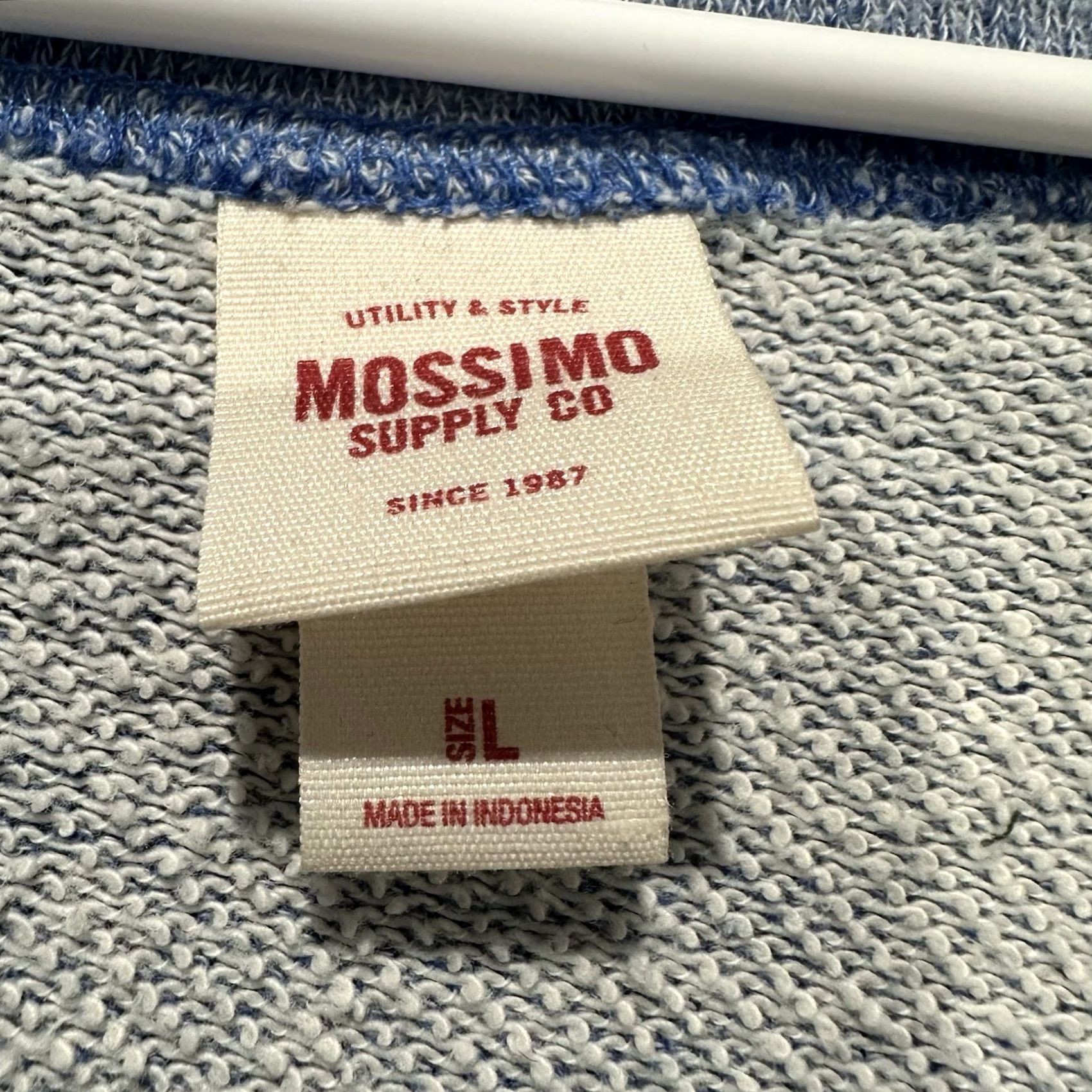 Mossimo Mossimo Sweater Large Blue Knit Long Sleeve Boat Neck Top EUC Size L / US 10 / IT 46 - 4 Thumbnail