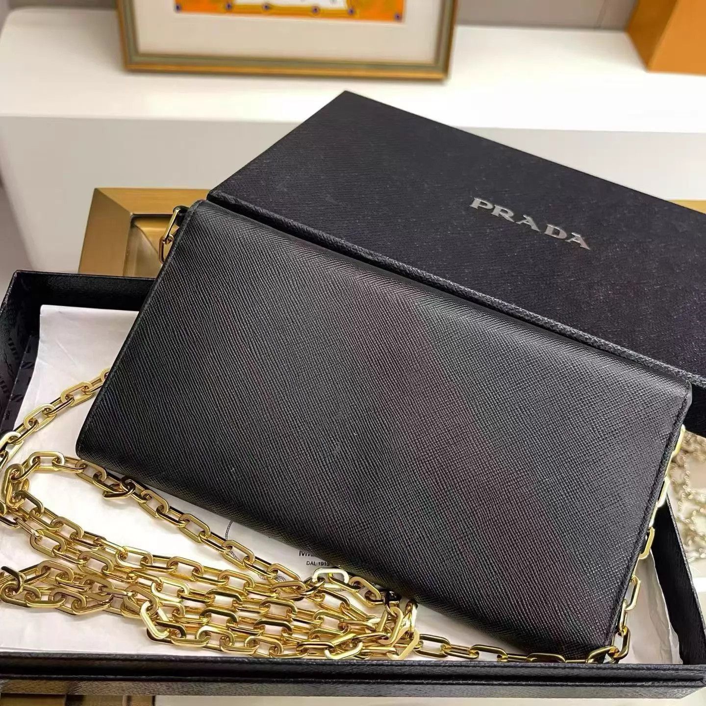 Prada Prada Black Chain WOC Crossbody Calfskin Bag Size ONE SIZE - 8 Thumbnail