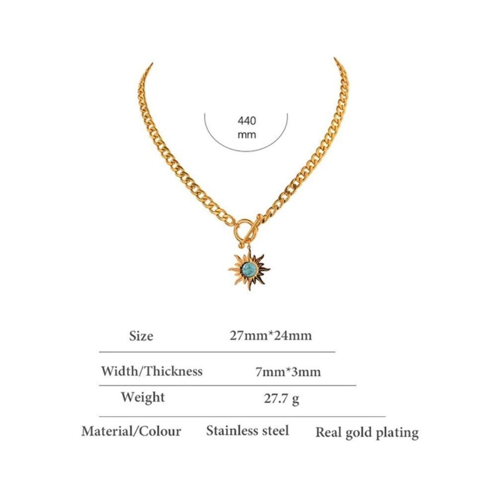 Other Sun Flower Pendant Necklace Stainless Steel Golden 18K Chain Size ONE SIZE - 5 Thumbnail