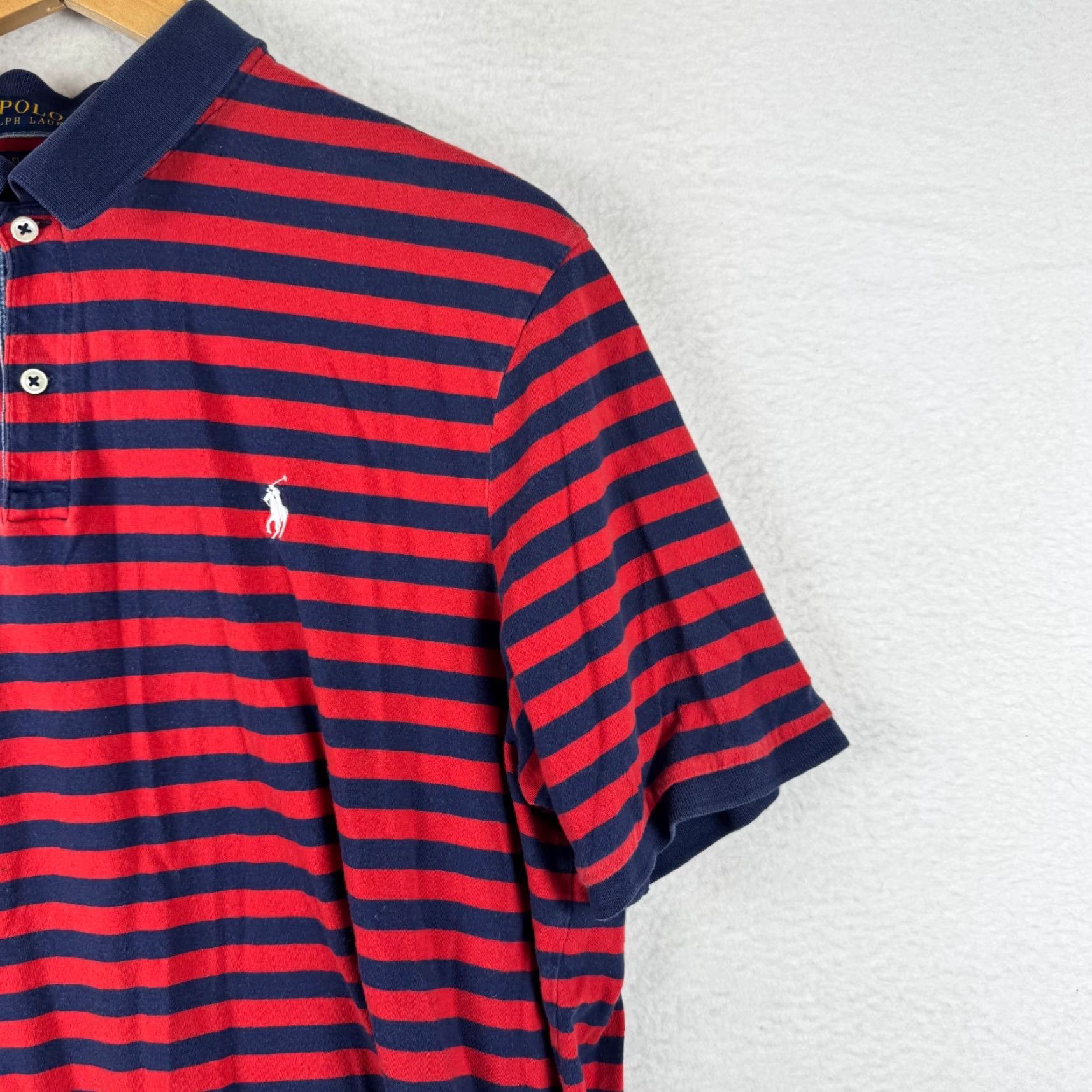 Polo Ralph Lauren Polo Ralph Lauren Shirt Polo Knit Short Sleeve Striped Blue Red Classic Fit XL Men's Shirt Size US XL / EU 56 / 4 - 2 Thumbnail