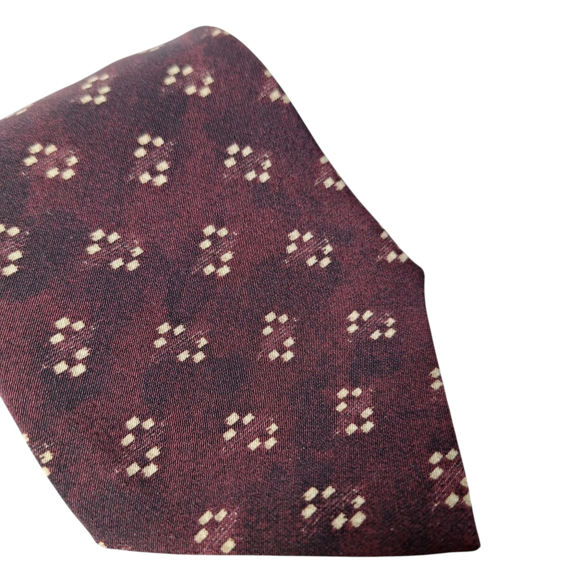 Hugo Boss Hugo Boss Silk Tie Burgundy Tan Diamond Geometric Pattern Ma Size ONE SIZE - 2 Thumbnail
