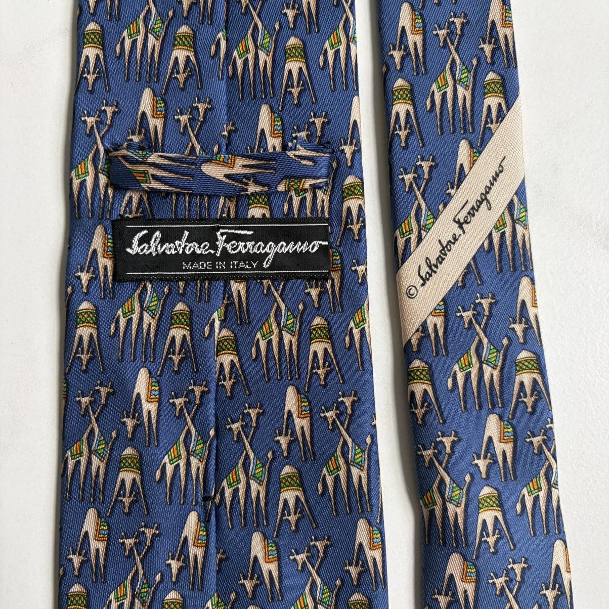 Salvatore Ferragamo Vintage 1980s 80s Salvatore Ferragamo Silk Neck Tie Giraffe Size ONE SIZE - 3 Thumbnail