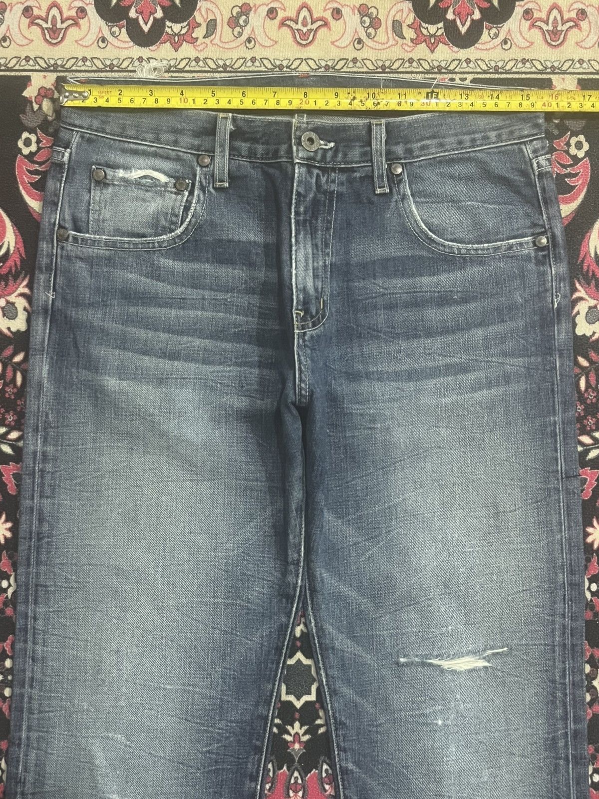 Chip & Pepper Vintage Chip & Pepper Blue Faded Whisker Rip Straight Jeans Size US 29 - 11 Thumbnail