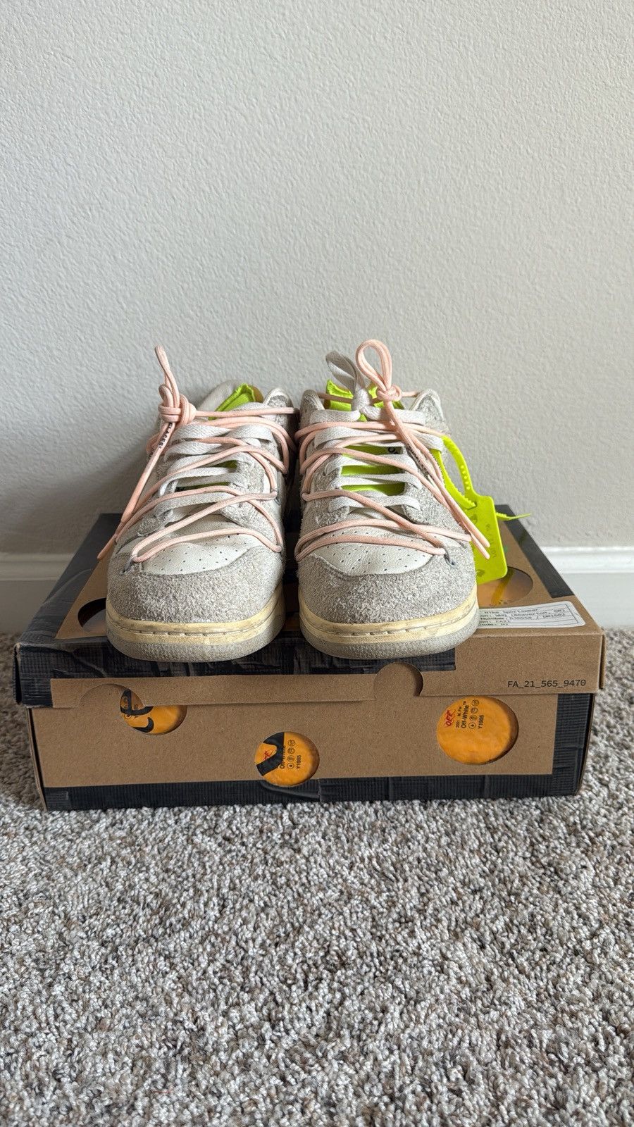 Nike × Off-White Off White Nike Dunk Low Lot #12 of #50 👟☑️🚧🖤🤍 Size US 12 / EU 45 - 6 Thumbnail