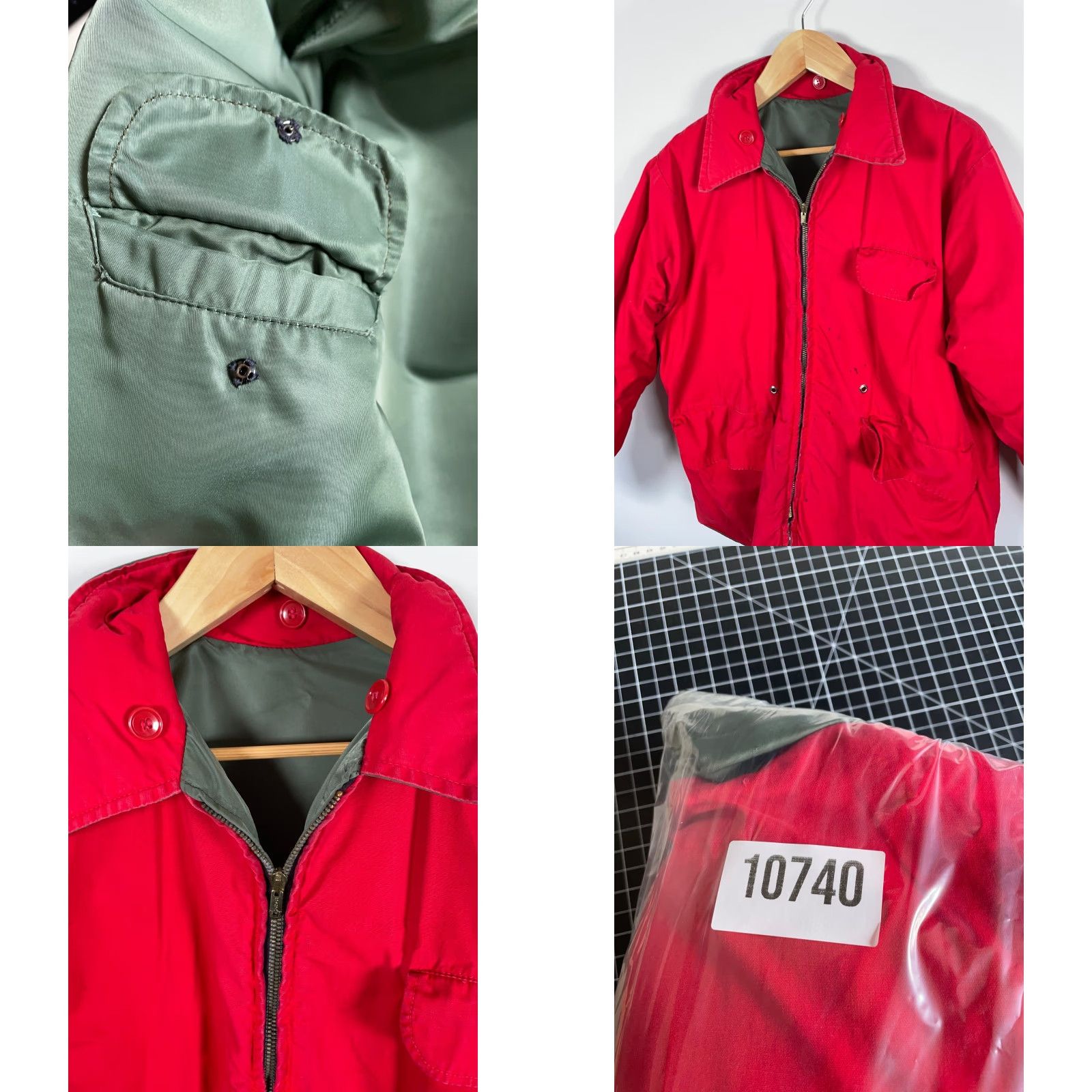 Vintage VINTAGE 60s Reversible Padded Bomber Jacket Mens 2XL Green Red C&C Crown Zipper Nylon Size US XXL / EU 58 / 5 - 11 Thumbnail