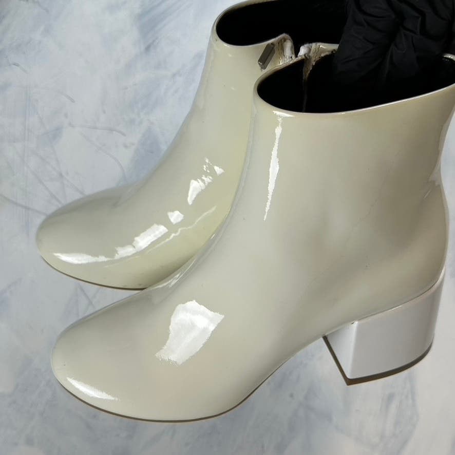 image of Varnished Leather Ankle Boots Mm6 Maison Margiela in Cream, Women's (Size 7)