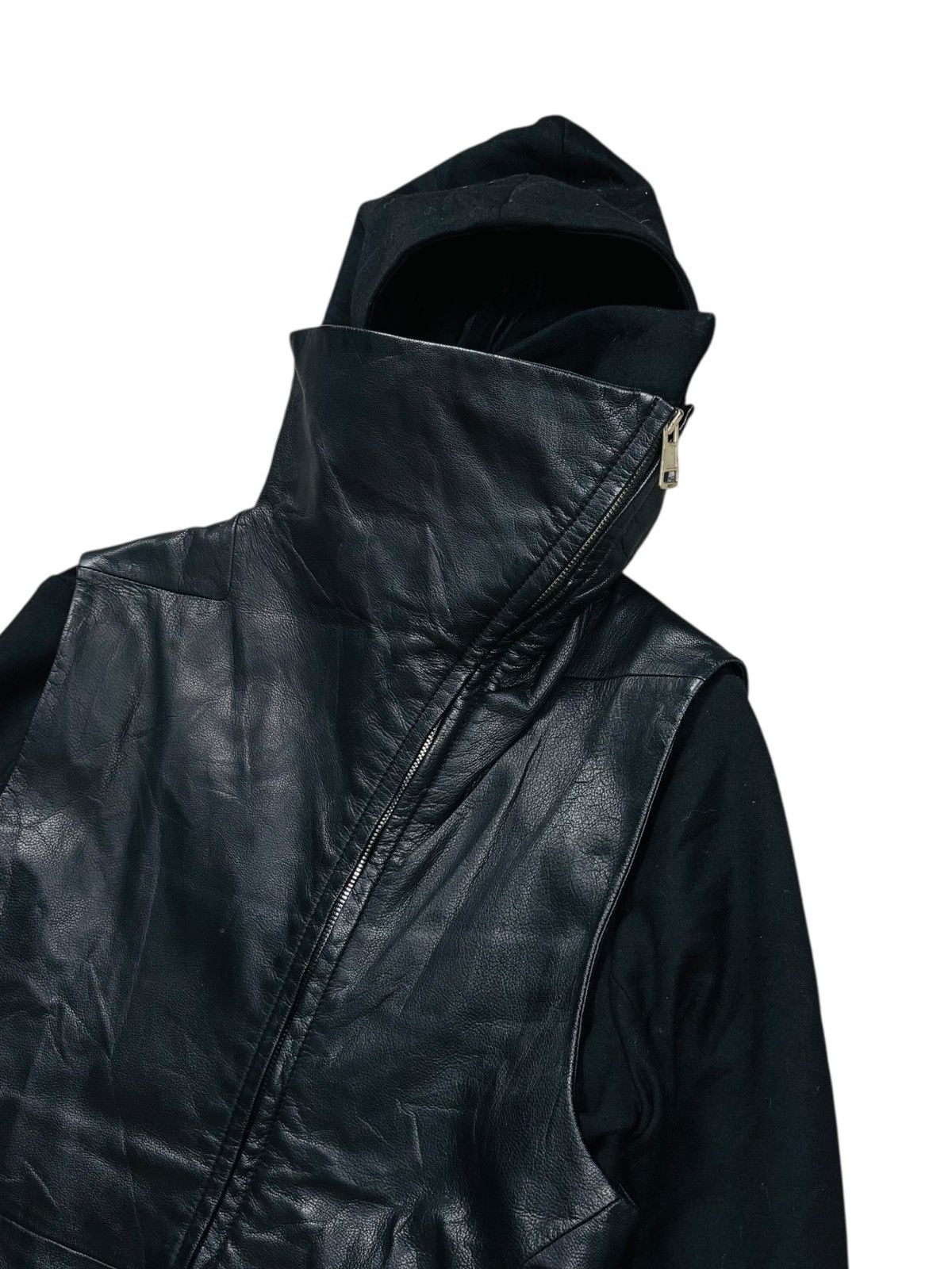 Ekam 2000s System - Rick Owens Style Asymetric Zip Leather Jacket Size US M / EU 48-50 / 2 - 7 Thumbnail