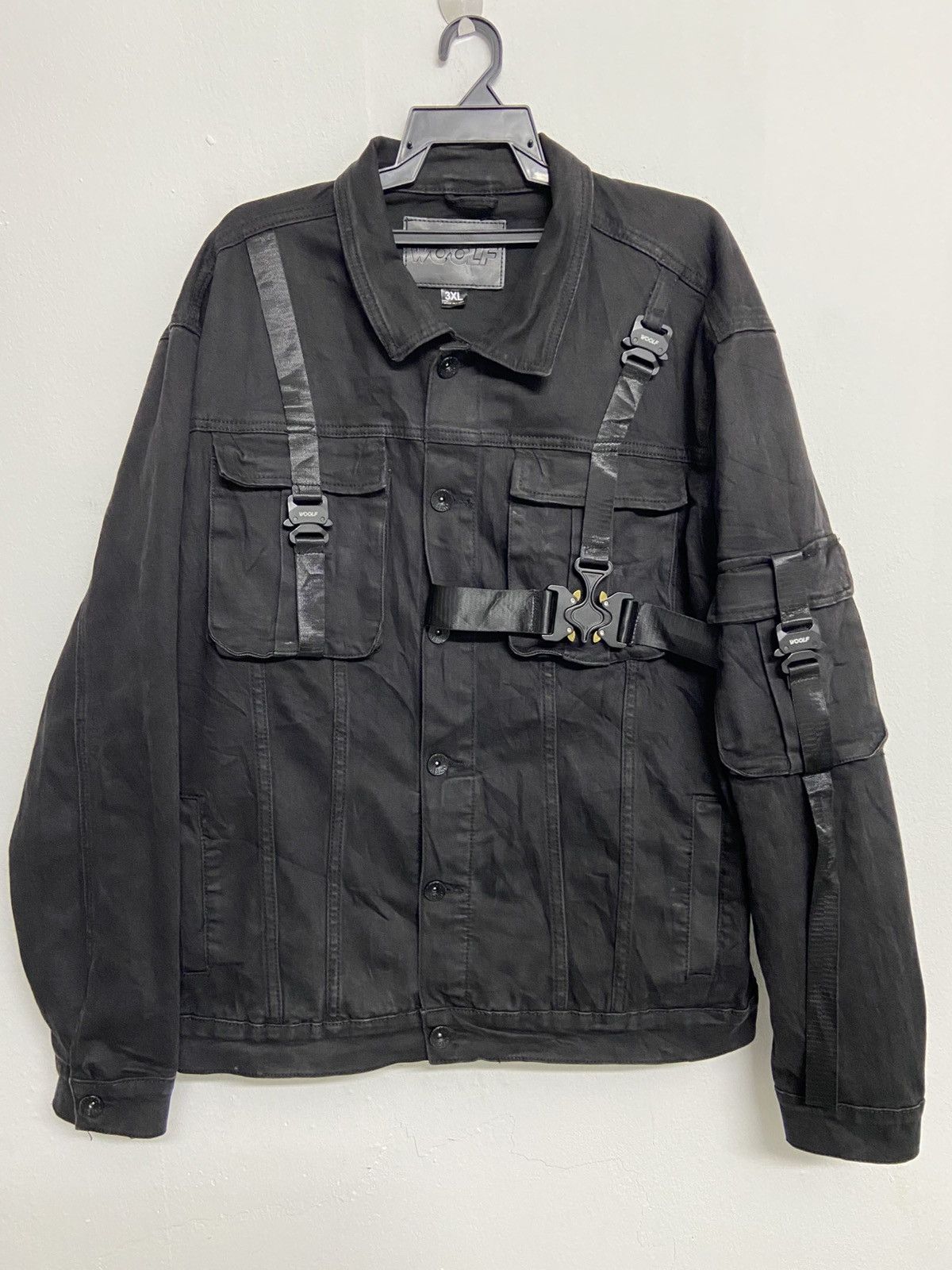 Japanese Brand Woolf Black denim bondage Jacket Size US XL / EU 56 / 4 - 1 Thumbnail
