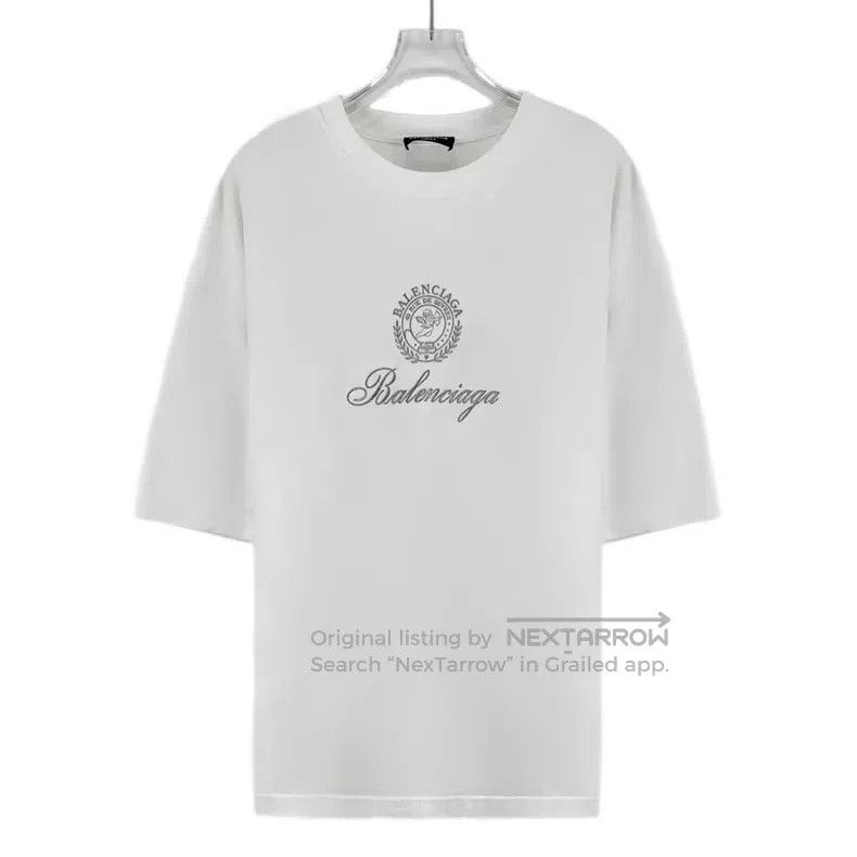 Balenciaga Balenciaga White logo letter embroidery cotton round neck Size US M / EU 48-50 / 2 - 1 Thumbnail