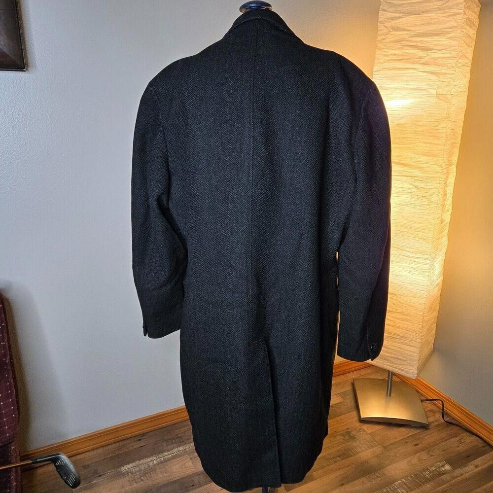 Designer Vintage Made in England Men's Wool Pea / Overcoat Black C2 Size US L / EU 52-54 / 3 - 7 Thumbnail