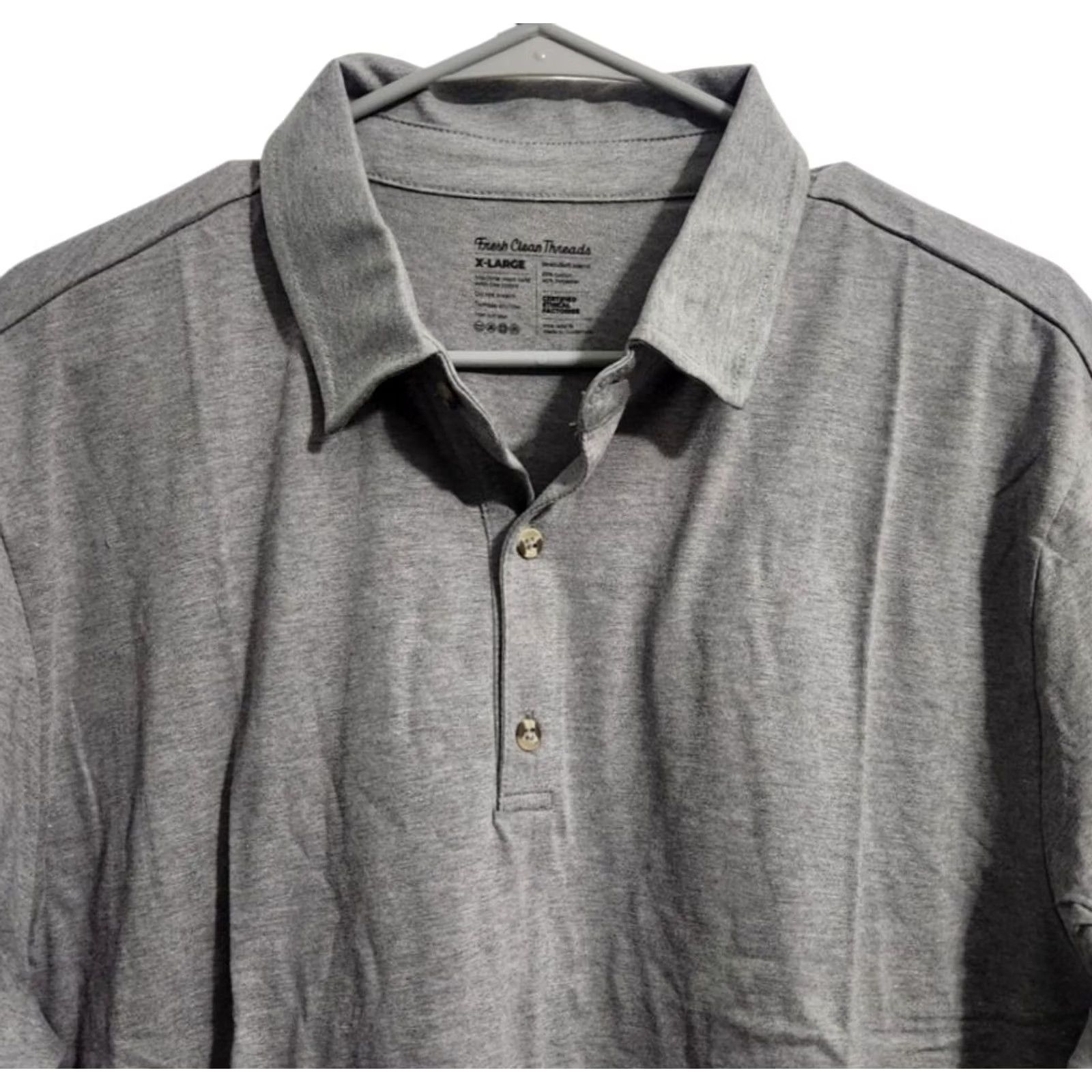 Vintage Fresh Clean Threads Mens XL Polo Shirt Short Sleeve Heather Gray StratuSoft Size US XL / EU 56 / 4 - 3 Thumbnail