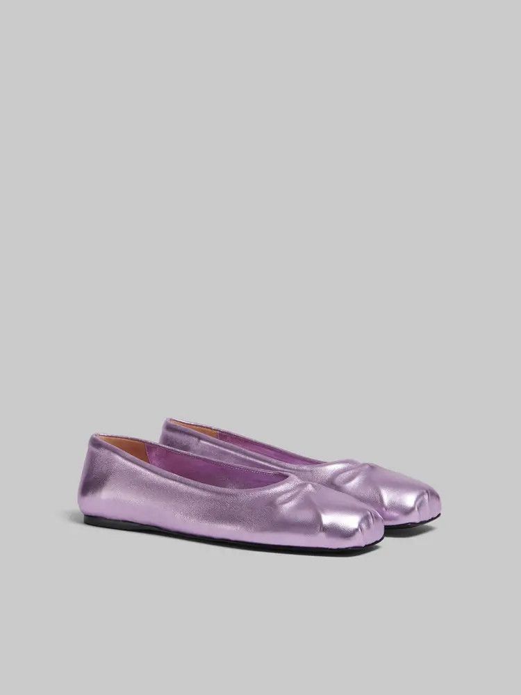 Marni o1w1db11225 Metallic Leather Flats in Pink Size US 7 / IT 37 - 2 Thumbnail