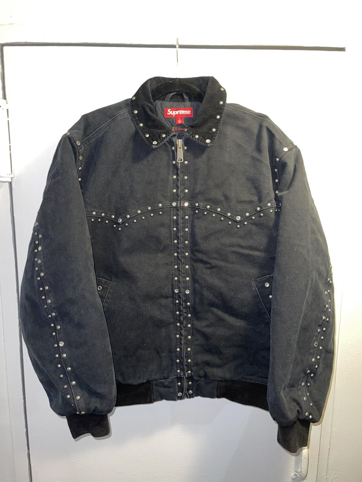 Pre-owned B B Simon X Supreme Bb Simon Studded Work Jacket Black Size L