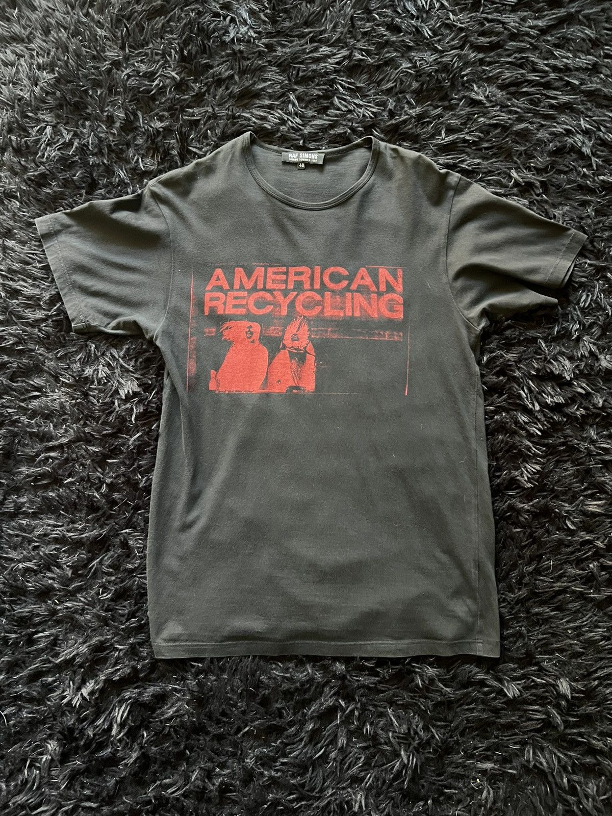 image of Raf Simons American Recycling Tee Spring 2002 in Black, Men's (Size Medium)