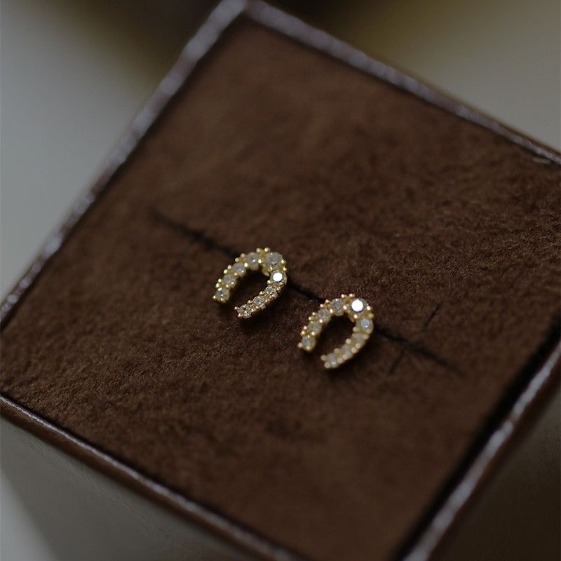 Other CZ Tiny Horseshoe Stud Earrings for Women Daily Simple Style Size ONE SIZE - 4 Thumbnail