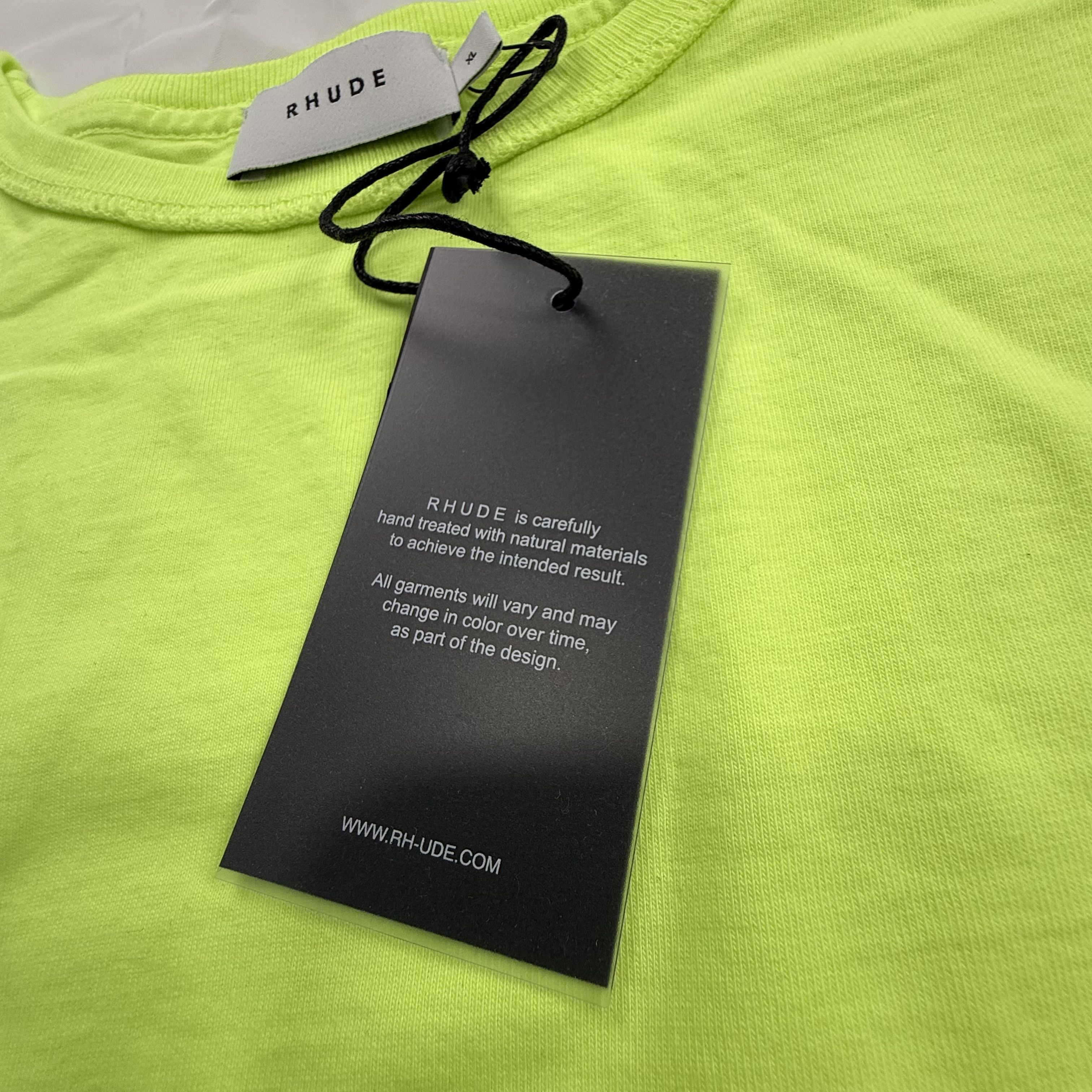Rhude Rhude Mens Neon Yellow Script Logo Boxy T-Shirt XL Size US XL / EU 56 / 4 - 4 Thumbnail