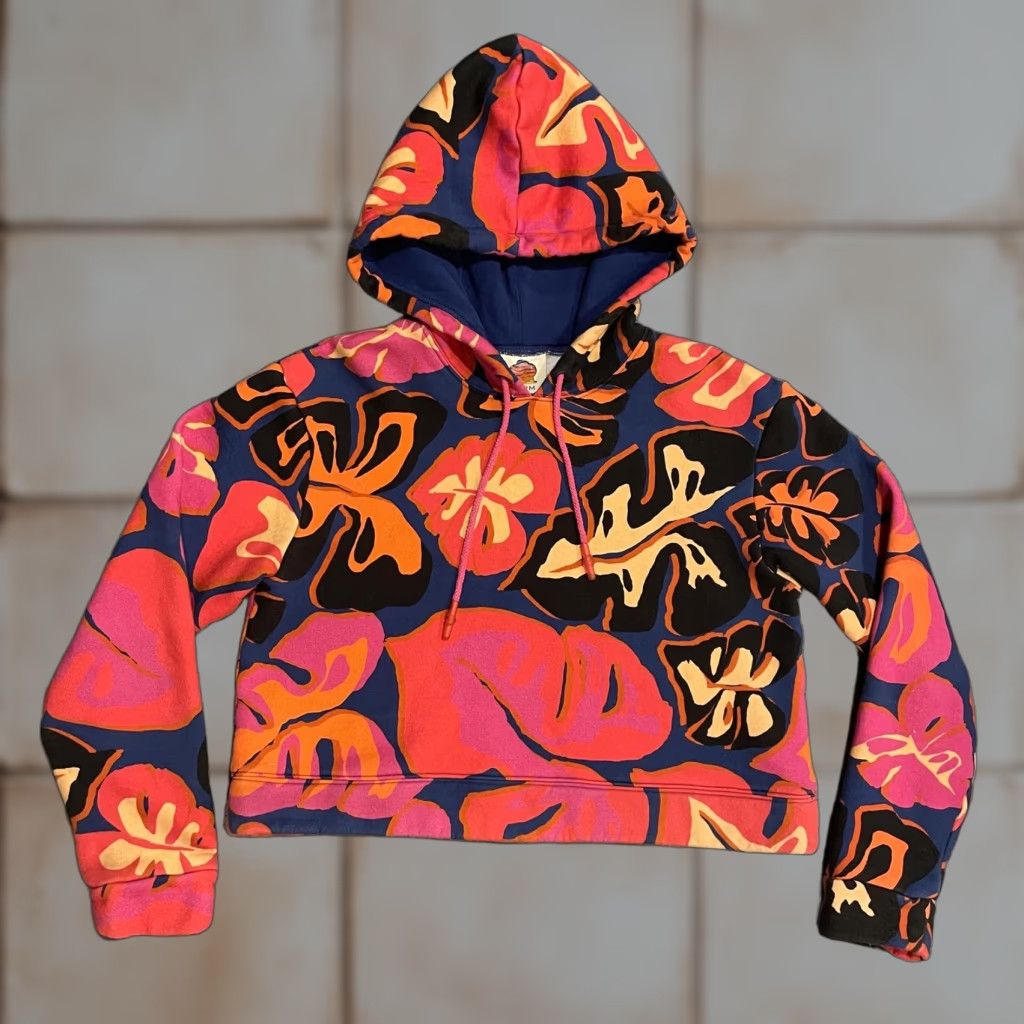 Farm Rio Farm Rio Floral Fleece Hoodie Womens Medium Multicolor Pullover Tropical Textile Cotton Polyester Hooded Drawstring All Seasons Long Sleeve Size M / US 6-8 / IT 42-44 - 1 Thumbnail