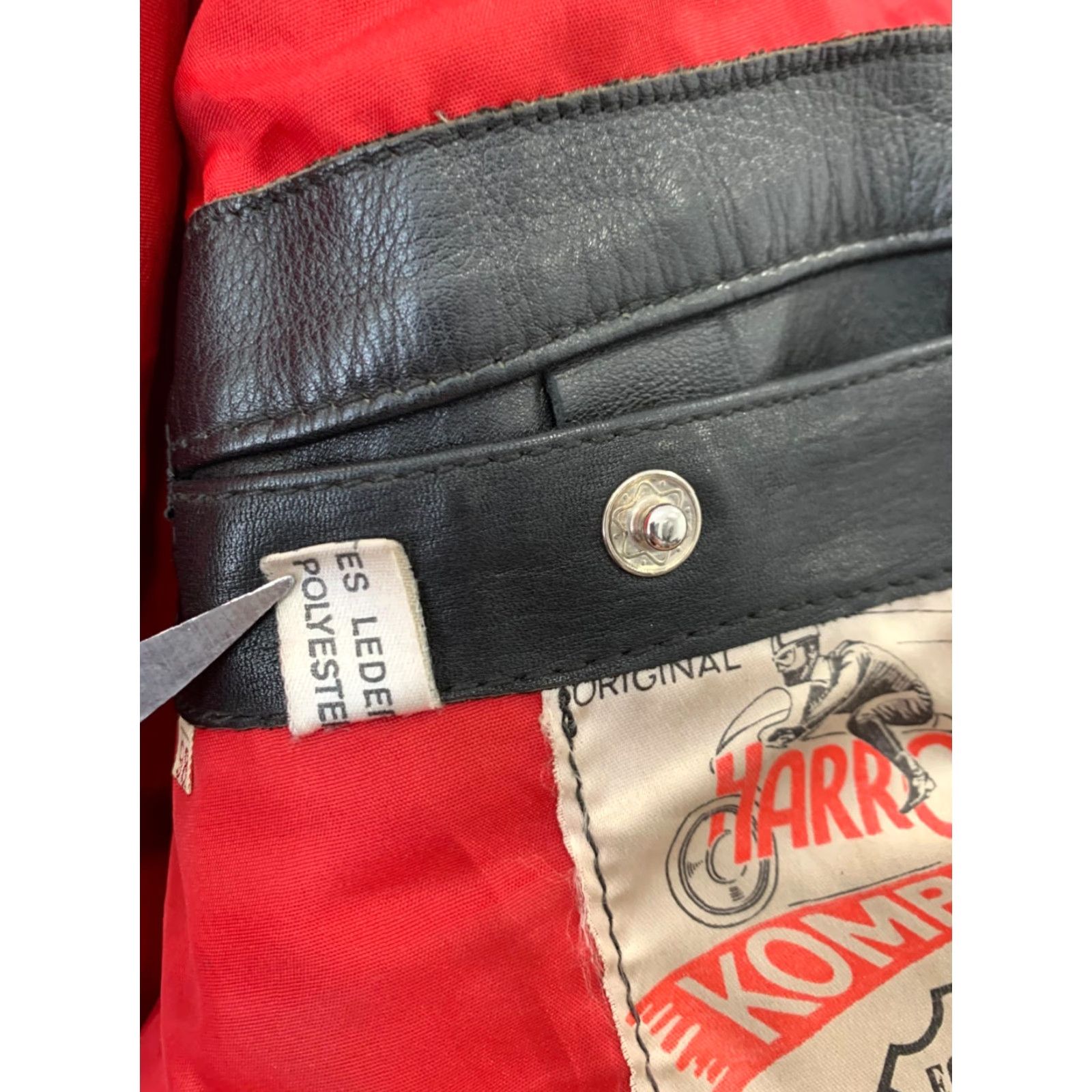 Harrods VINTAGE Harro Kombi Motorcycle Jacket Men M Leather Black Red Lining Cafe Racer #151 Size US M / EU 48-50 / 2 - 3 Thumbnail