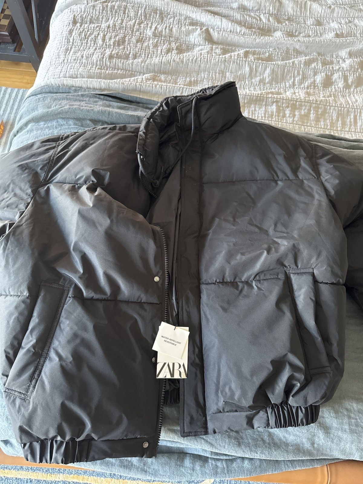 Zara Black water repellent reversible puffer jacket Size US L / EU 52-54 / 3 - 3 Thumbnail