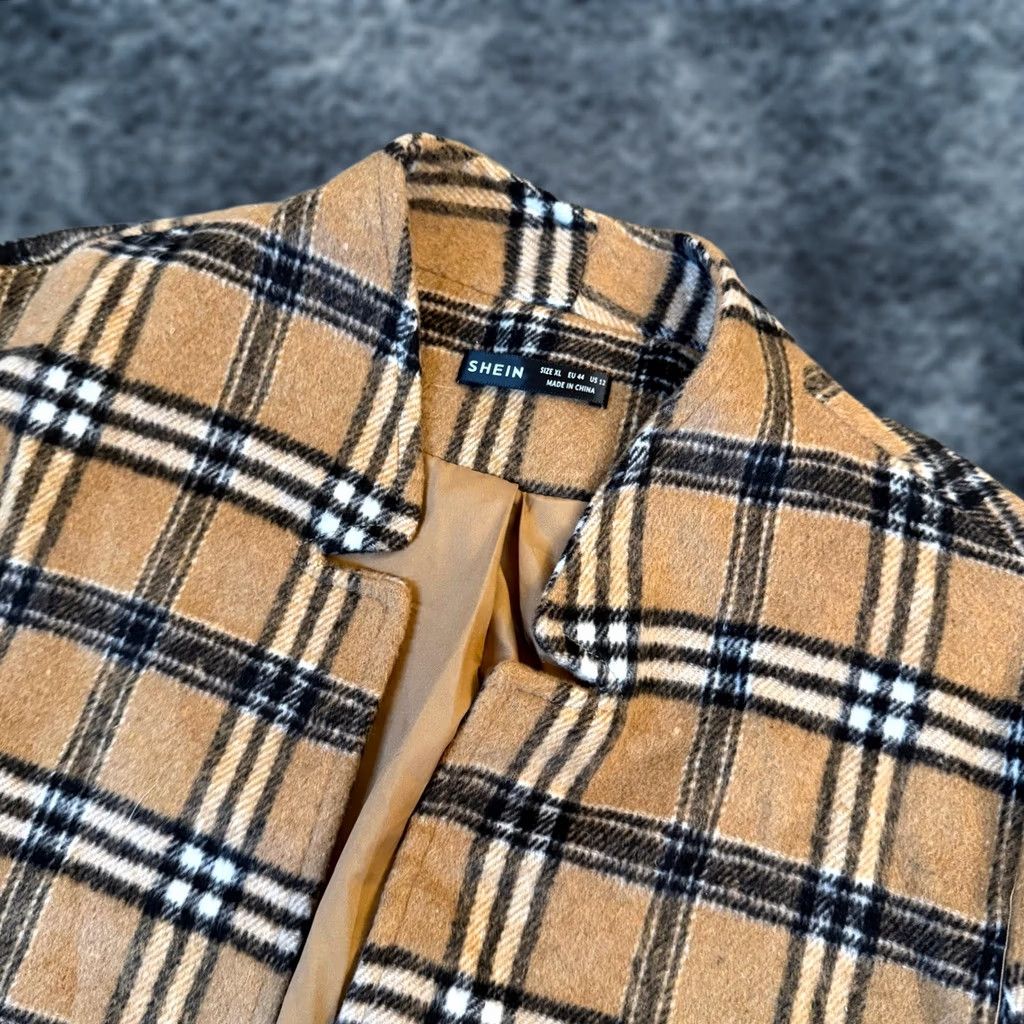 Shein SHEIN Plaid Open Front Blazer Jacket Womens XL Tan Brown Lightweight Lined Collared Casual Office Check Vintage: No Size XL / US 12-14 / IT 48-50 - 1 Thumbnail