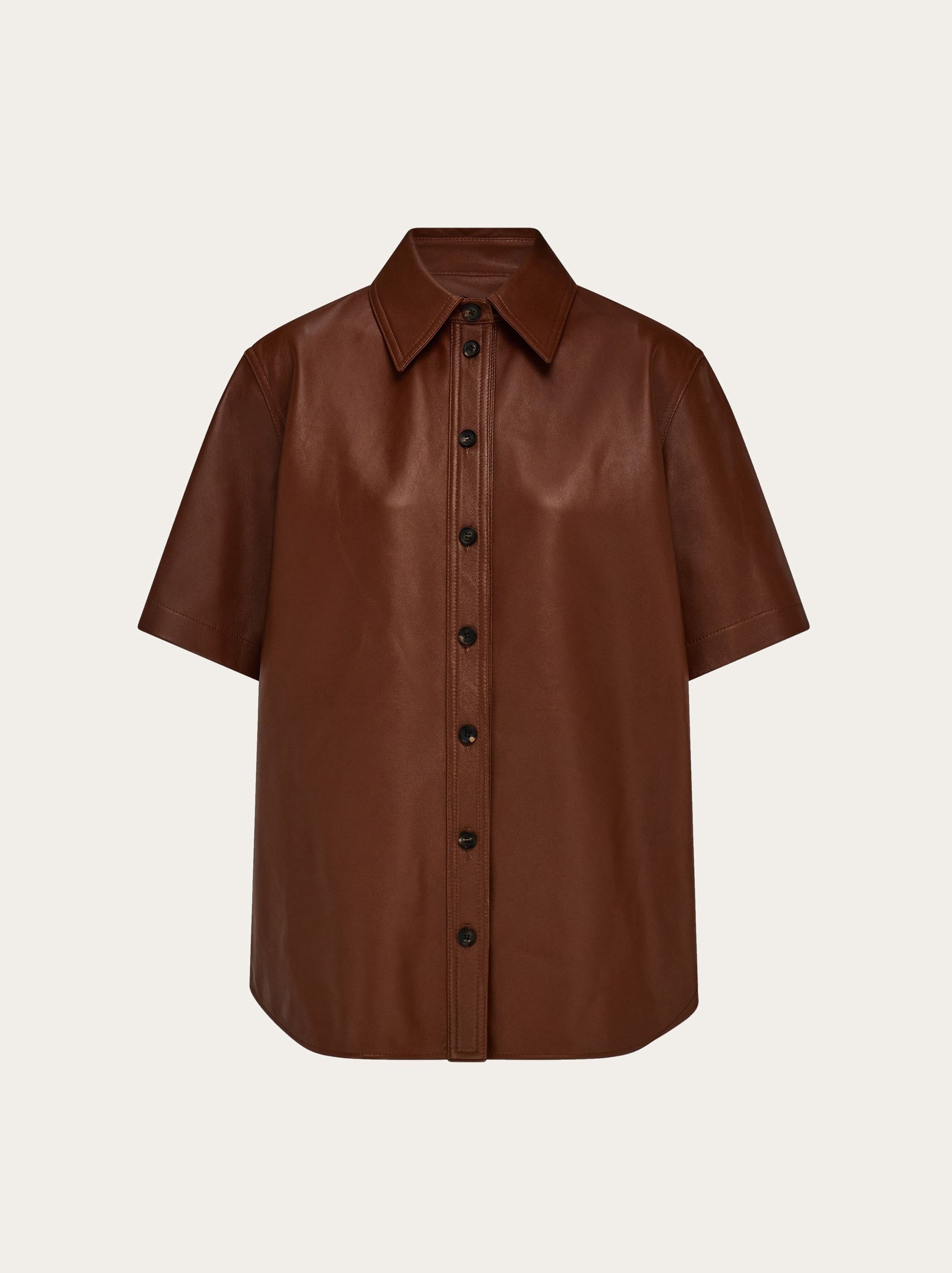 Salvatore Ferragamo o1s1rm0526 Nappa Shirt in Brown Size XS / US 0-2 / IT 36-38 - 1 Thumbnail