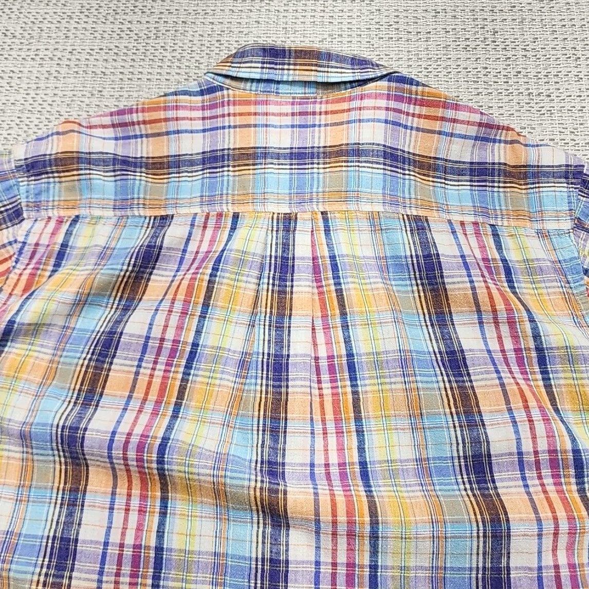 Vintage Alan Flusser Shirt Mens XL Plaid Short Sleeve Linen Blend Casual Preppy Size US XL / EU 56 / 4 - 7 Thumbnail