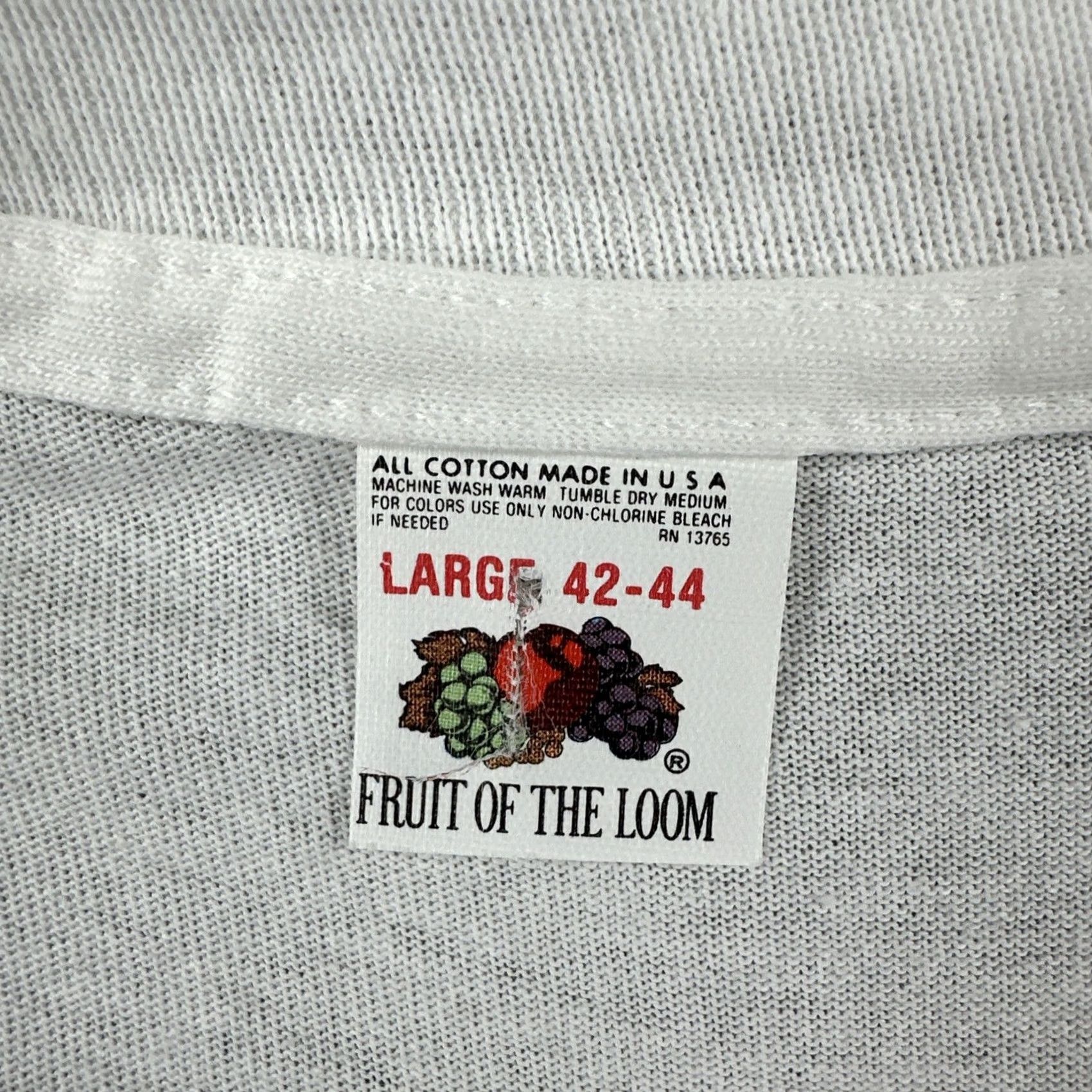 Fruit Of The Loom VINTAGE Fruit Of the Loom Adult Large White V Neck T Shirt Made In USA 1980s Size US L / EU 52-54 / 3 - 6 Thumbnail