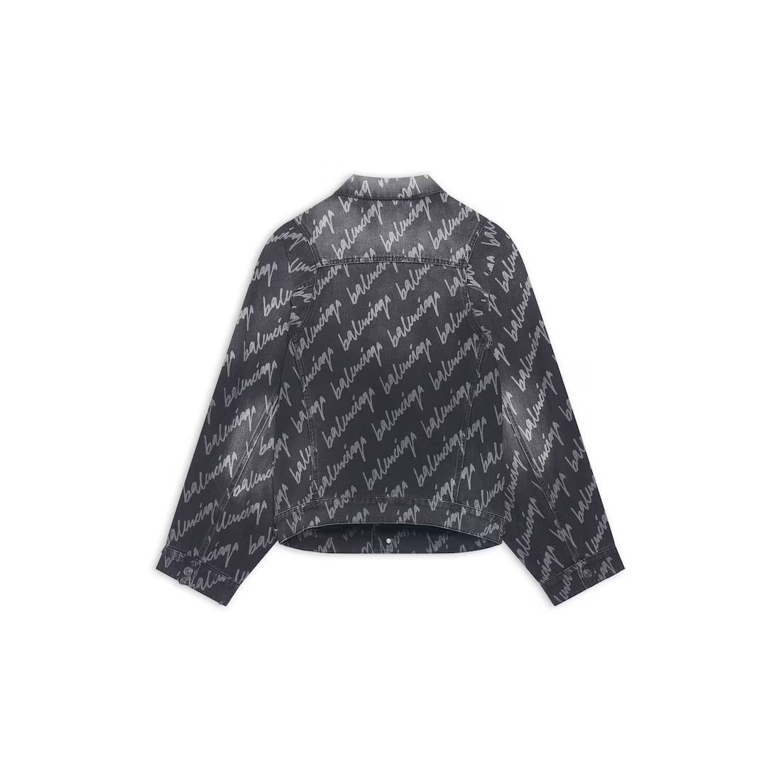 Balenciaga oc11z0125 Allover Logo Bell Sleeve Jacket in Black Size XL / US 12-14 / IT 48-50 - 2 Thumbnail