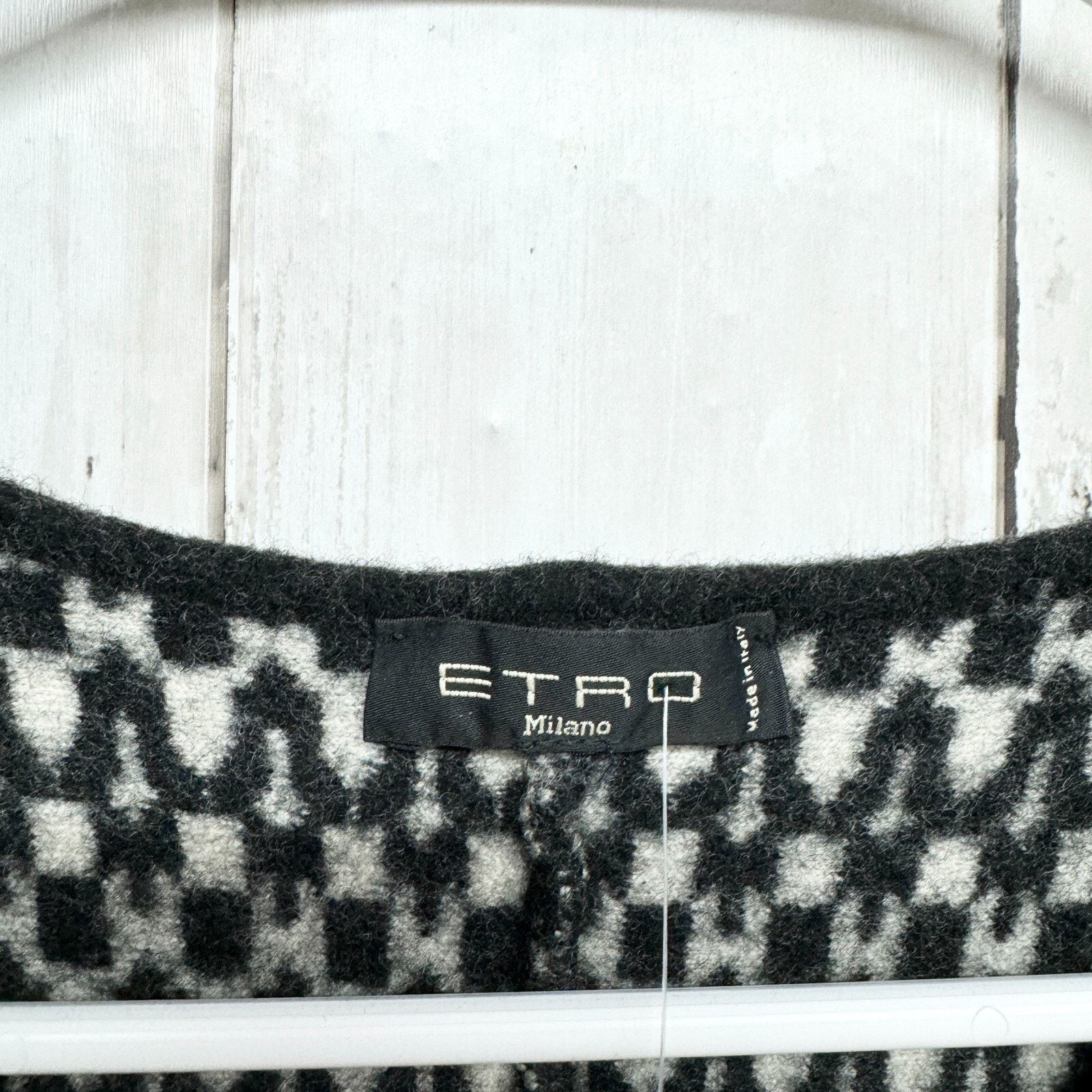 Etro Etro XS Mini Knit Black White 3/4 Sleeve 100% Lana Wool Size XS / US 0-2 / IT 36-38 - 2 Thumbnail