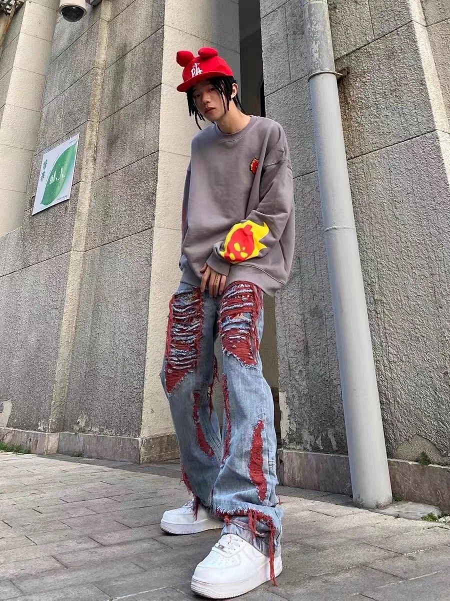 Japanese Brand × Vintage Vintage Distressed Punk Harajuku-Style Straight Leg Denim Size US 32 / EU 48 - 8 Thumbnail