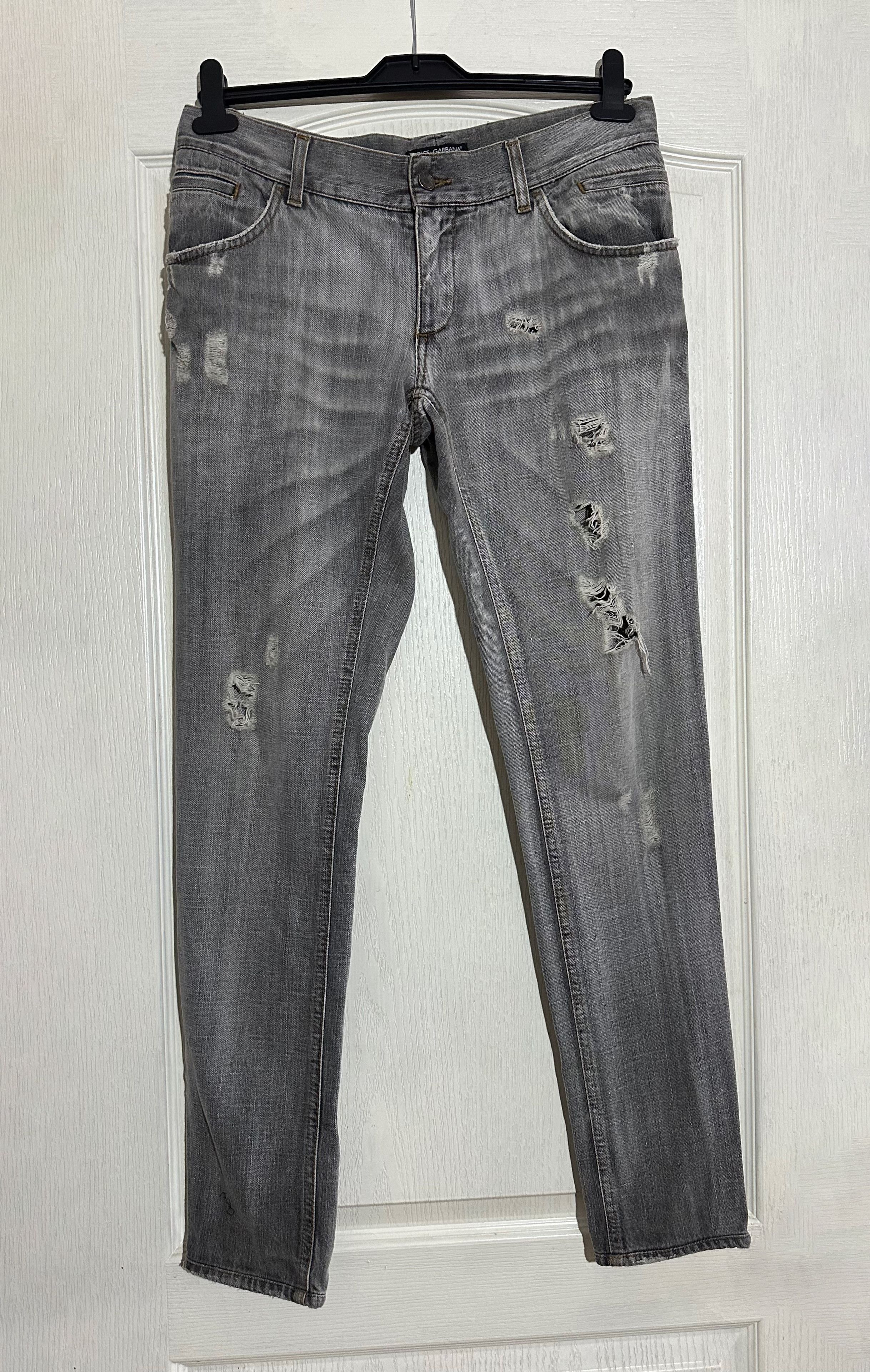 Dolce & Gabbana Dolce & Gabbana D&G Men’s Grey Distressed Ripped Jeans Size US 34 / EU 50 - 1 Thumbnail