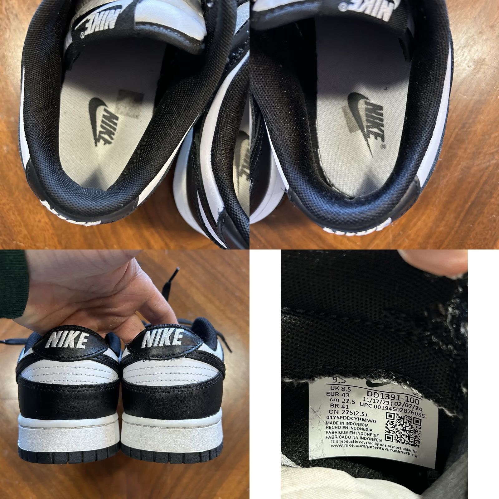 Nike Nike Dunk Low Panda Size 9.5 Black/White DD1391-100 2024 Used Men's Size US 10 / EU 43 - 8 Thumbnail