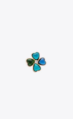 Saint Laurent Paris o1s1wg110325 Size: OS / 692010 Clover Heart Brooch Metal Size ONE SIZE - 1 Thumbnail
