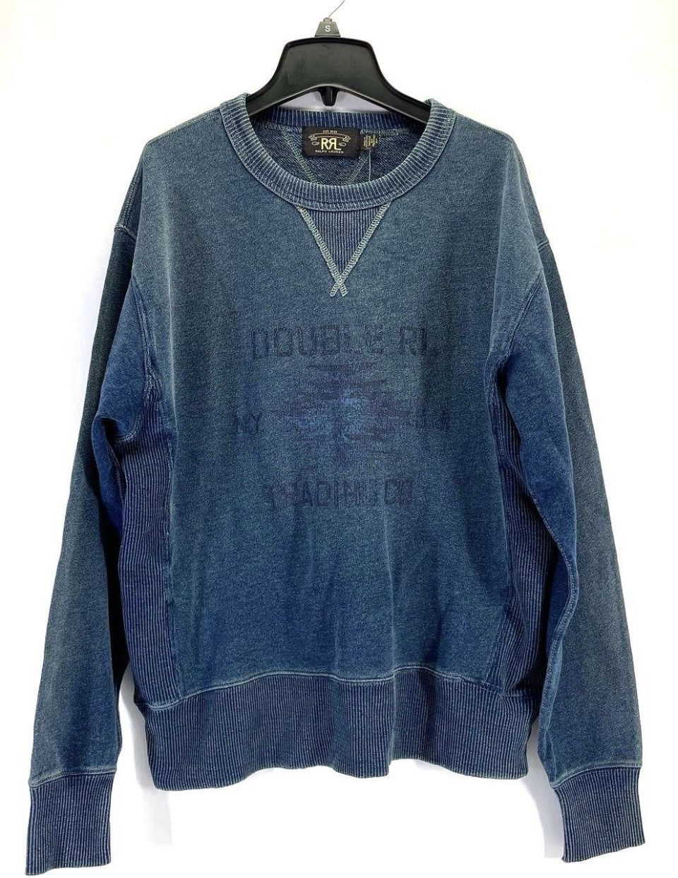 RRL Ralph Lauren RRL Indigo French Terry Sweatshirt NWT Vintage Wash Logo L Size US L / EU 52-54 / 3 - 2 Thumbnail