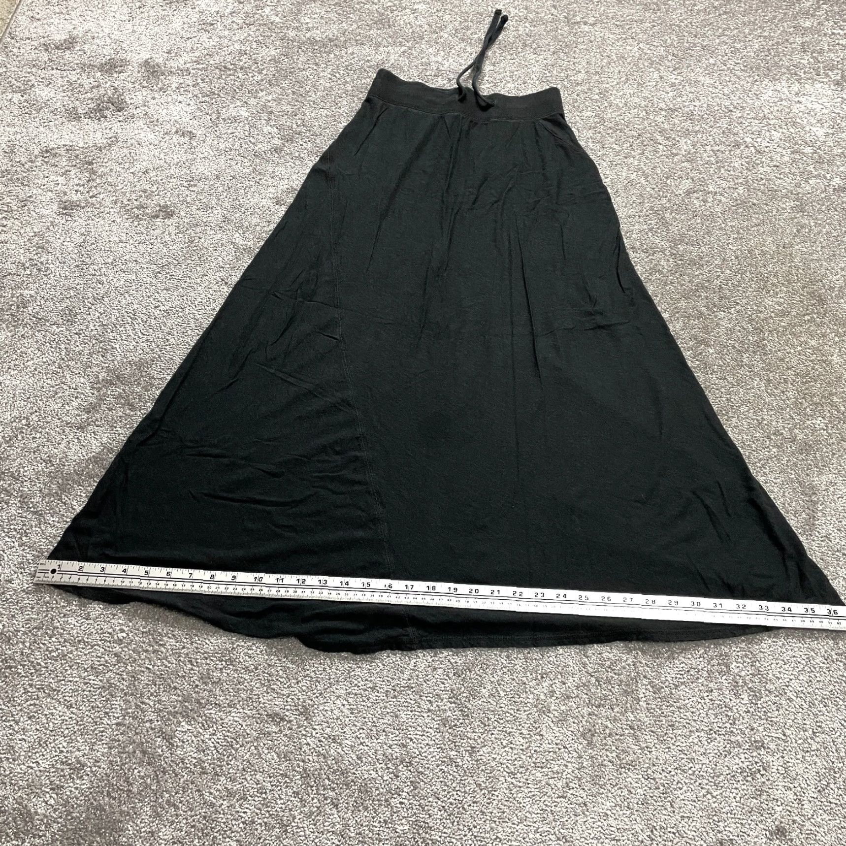 Vintage A-Line Midi Skirt Tie Waist Black Cotton Modal Knit S Women Size 28" / US 6 / IT 42 - 4 Thumbnail