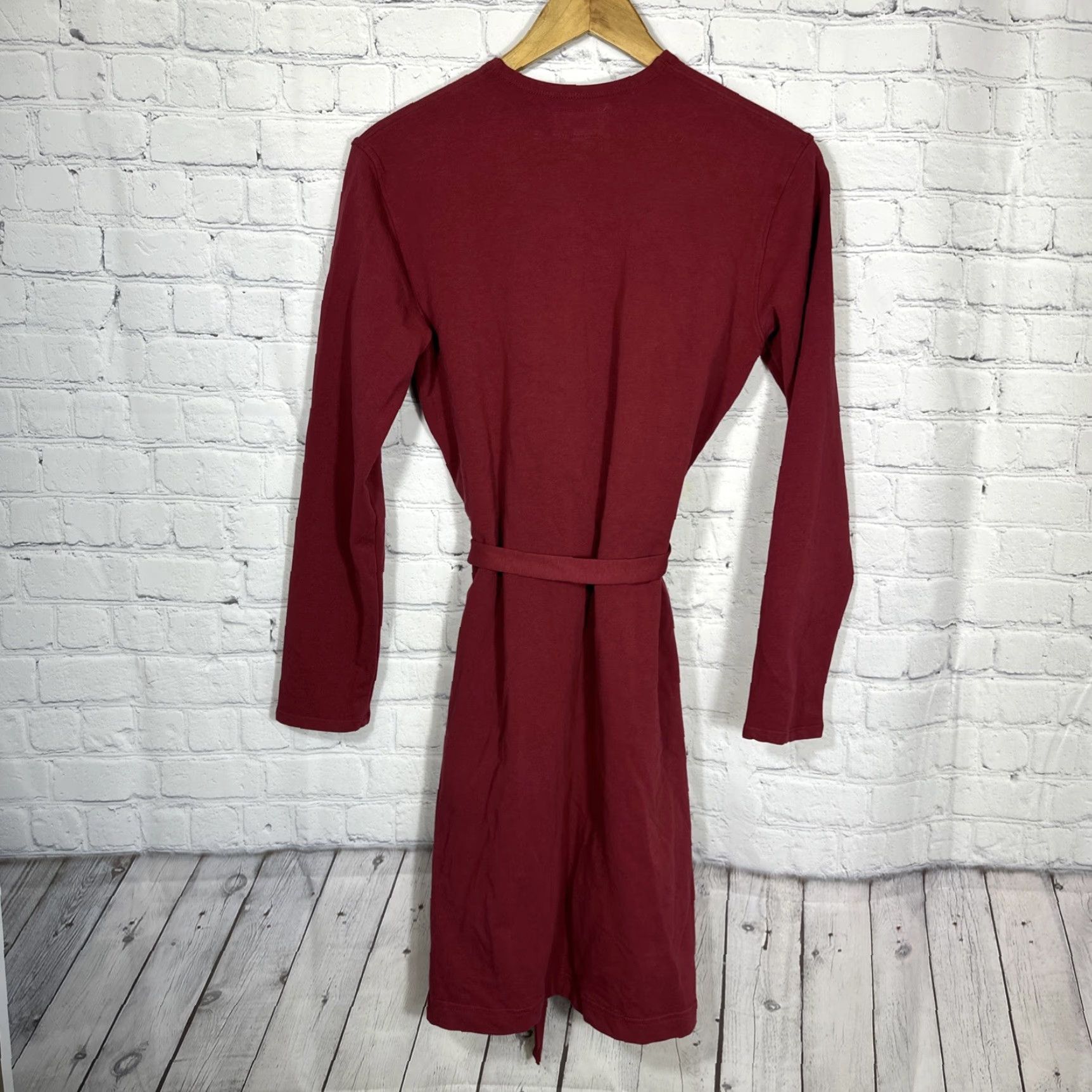 Vintage VINTAGE American Giant Wrap Dress Women's Red S MIDI Knit Cotton Belted V-Neck Long Sleeve Tie" Size S / US 4 / IT 40 - 7 Thumbnail