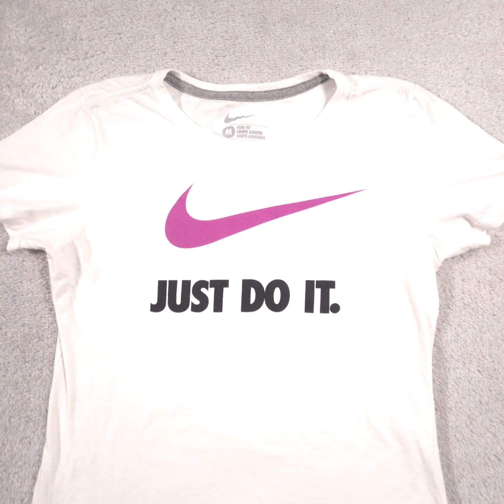 Nike VINTAGE Nike Shirt Womens M White Just Do It Swoosh Graphic Crew Neck Tee Top Size M / US 6-8 / IT 42-44 - 4 Thumbnail