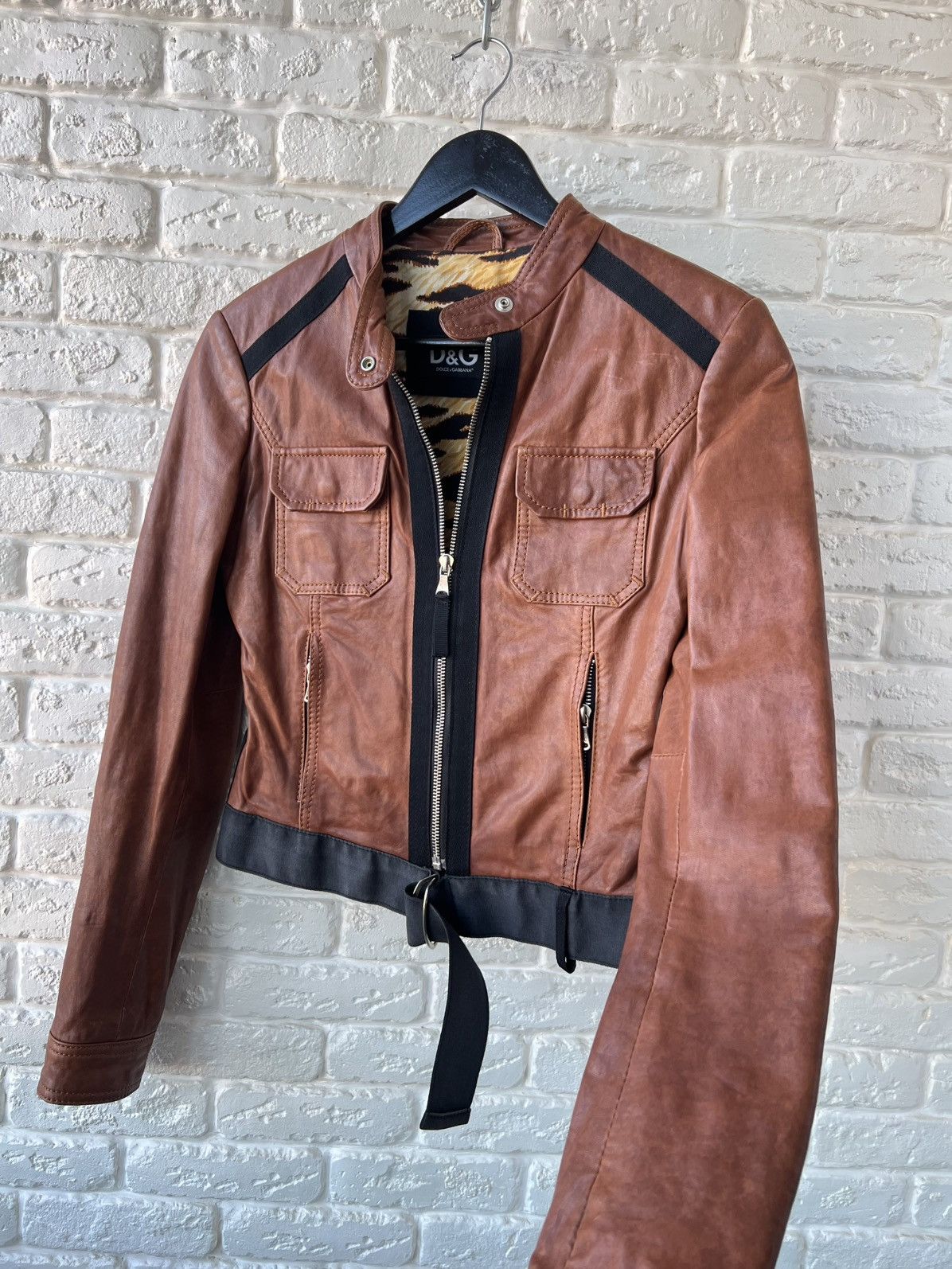 Dolce & Gabbana Dolce&Gabbana Brown Zip Leather Biker Jacket Size S / US 4 / IT 40 - 2 Thumbnail