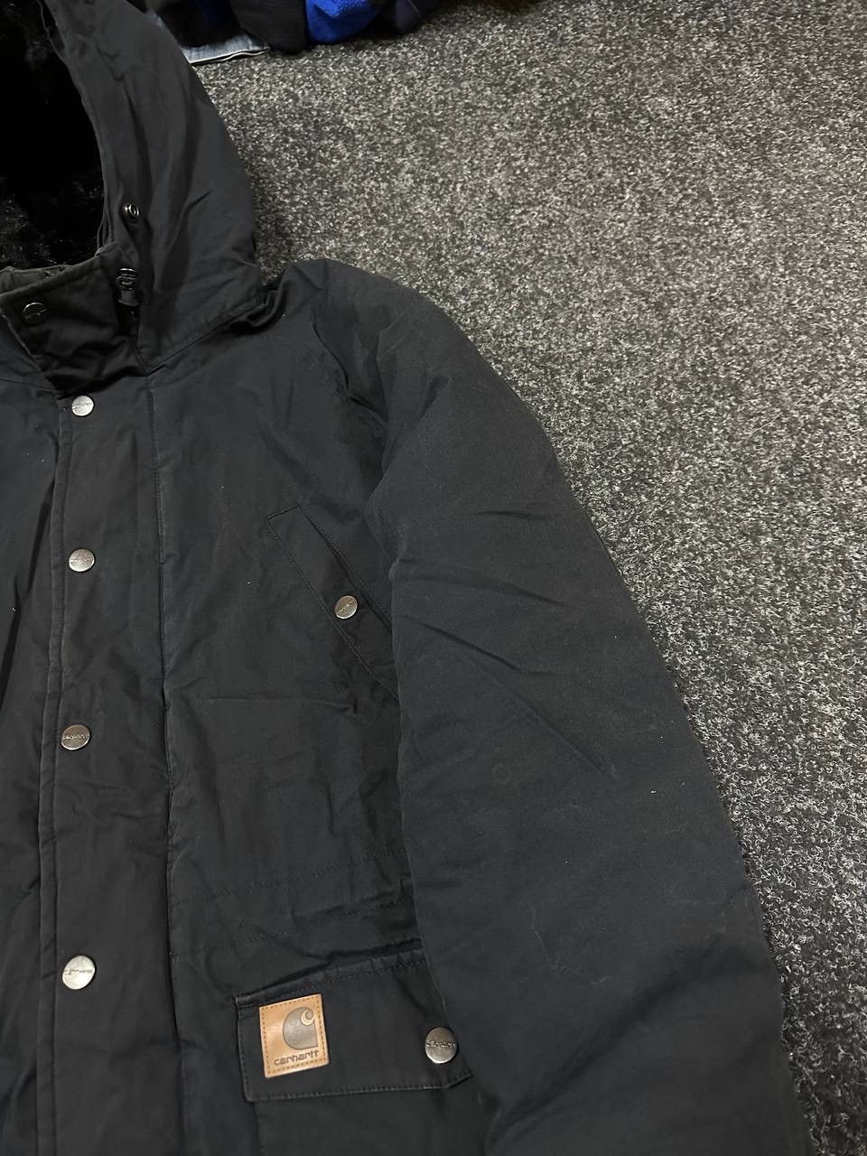 Carhartt × Carhartt Wip × Vintage Carhartt Parka Winter Heavy Coat Black Jacket fur faux hoode Size US L / EU 52-54 / 3 - 6 Thumbnail