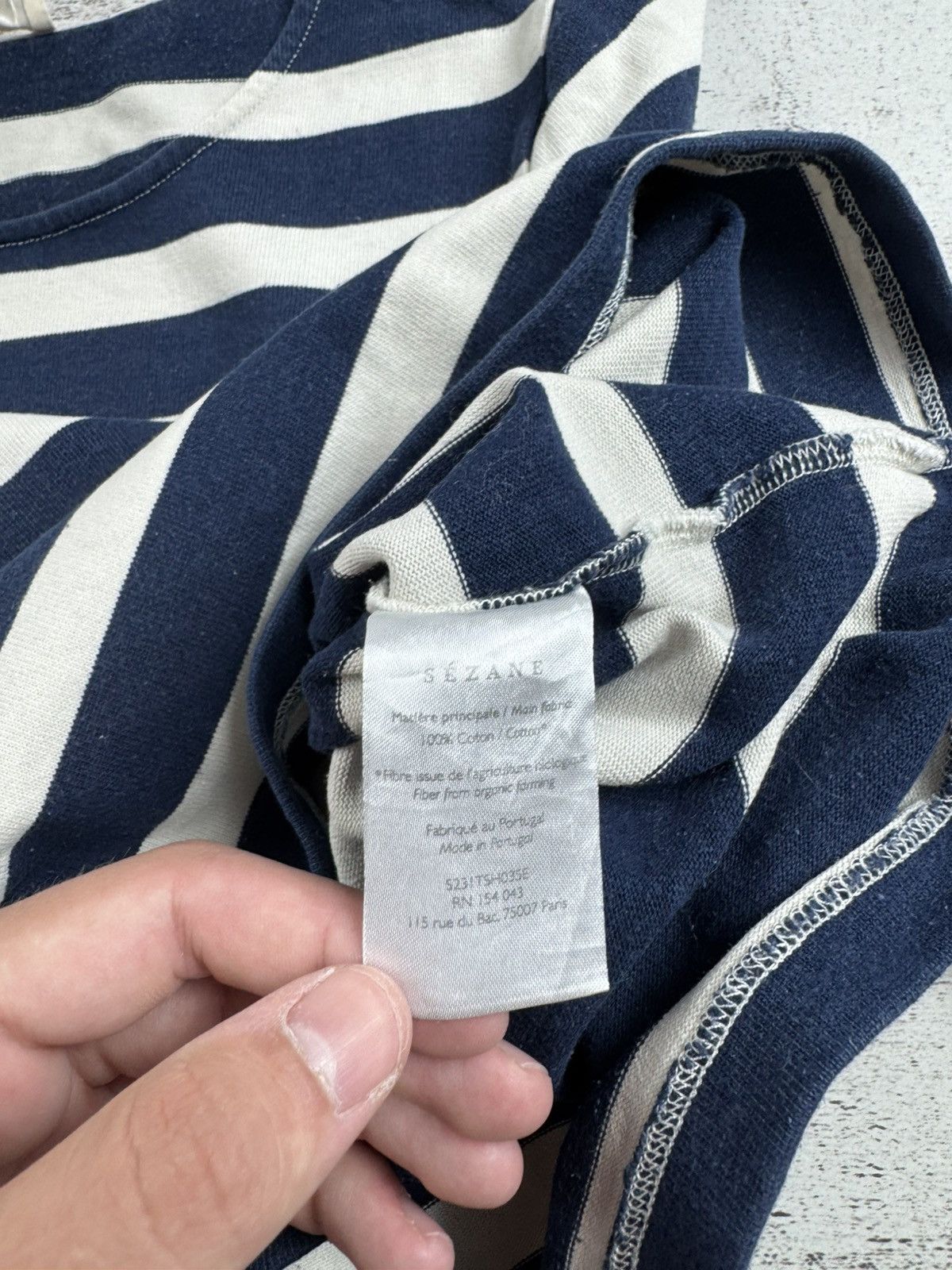 Sezane SEZANE Marina Cropped Crew Neck Cotton Striped Women’s XL Sweater Sweatshirt Size XL / US 12-14 / IT 48-50 - 12 Thumbnail