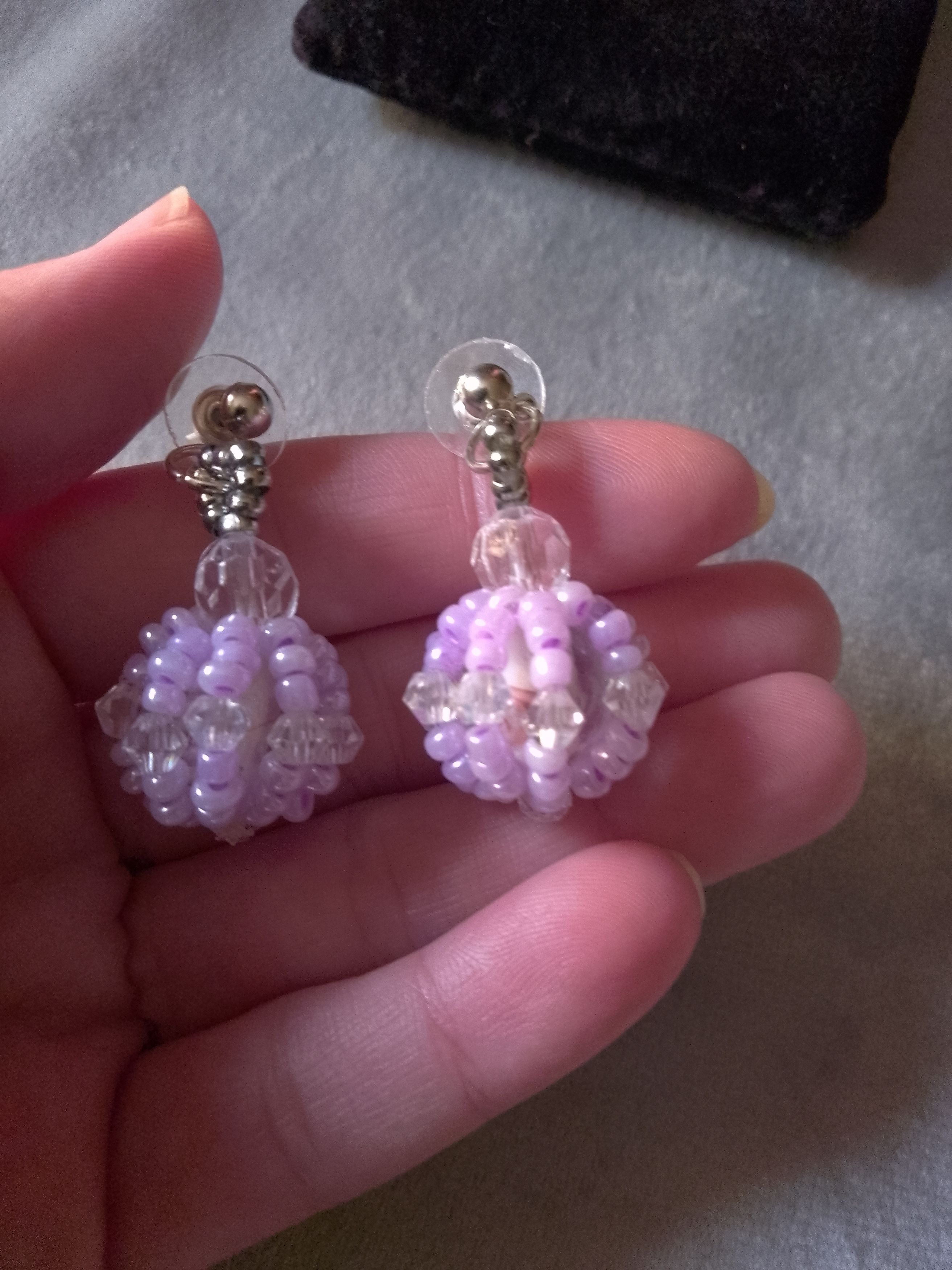 Handmade Necklace Beaded Pearl Pendant Earrings Purple Size ONE SIZE - 2 Thumbnail