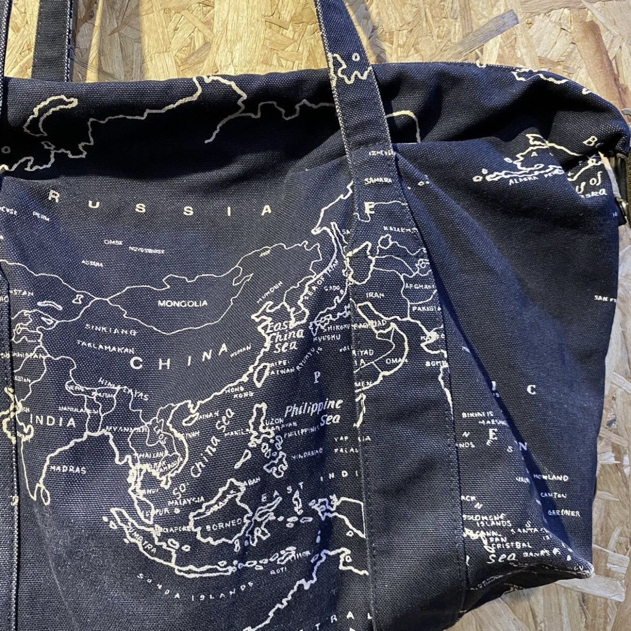 Japanese Brand Japanese Brand Judgemek Men's Denim Tote Bag World Map Size ONE SIZE - 4 Thumbnail