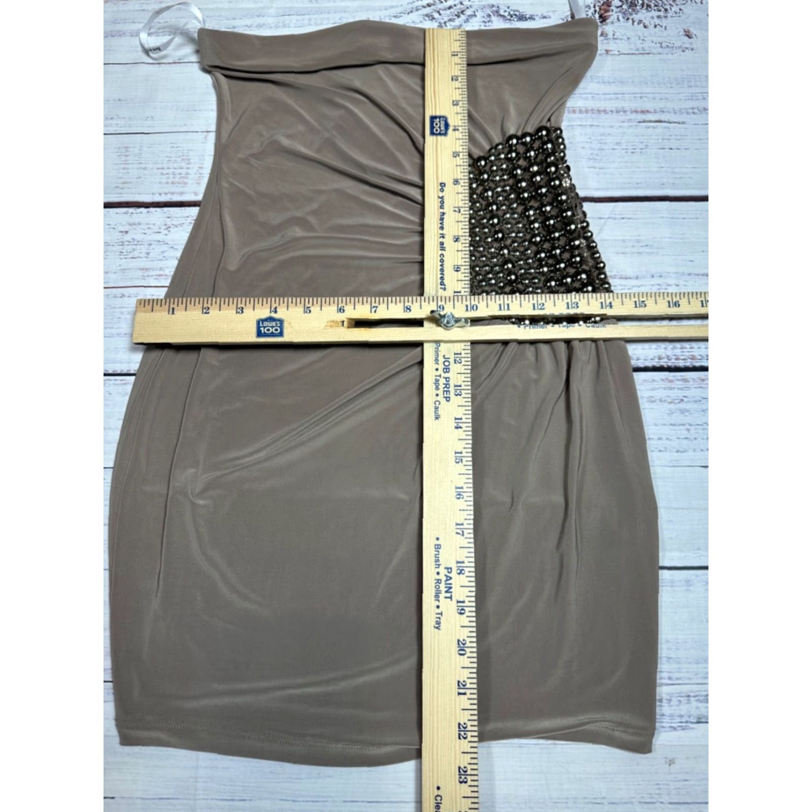 Vintage Forplay Womens Strapless Mini Dress Beaded Beige Size M Short - New Size M / US 6-8 / IT 42-44 - 2 Thumbnail