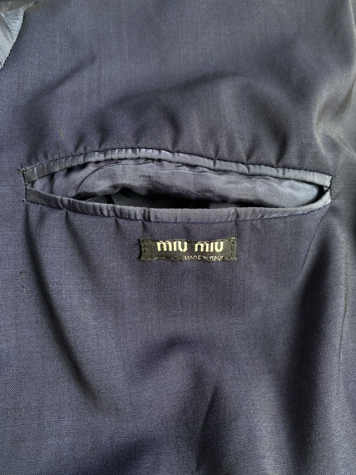 Miu Miu Y2K 2000’s Miu Miu Navy Blue Sing Breast Blazer Jacket Size 44R - 7 Thumbnail