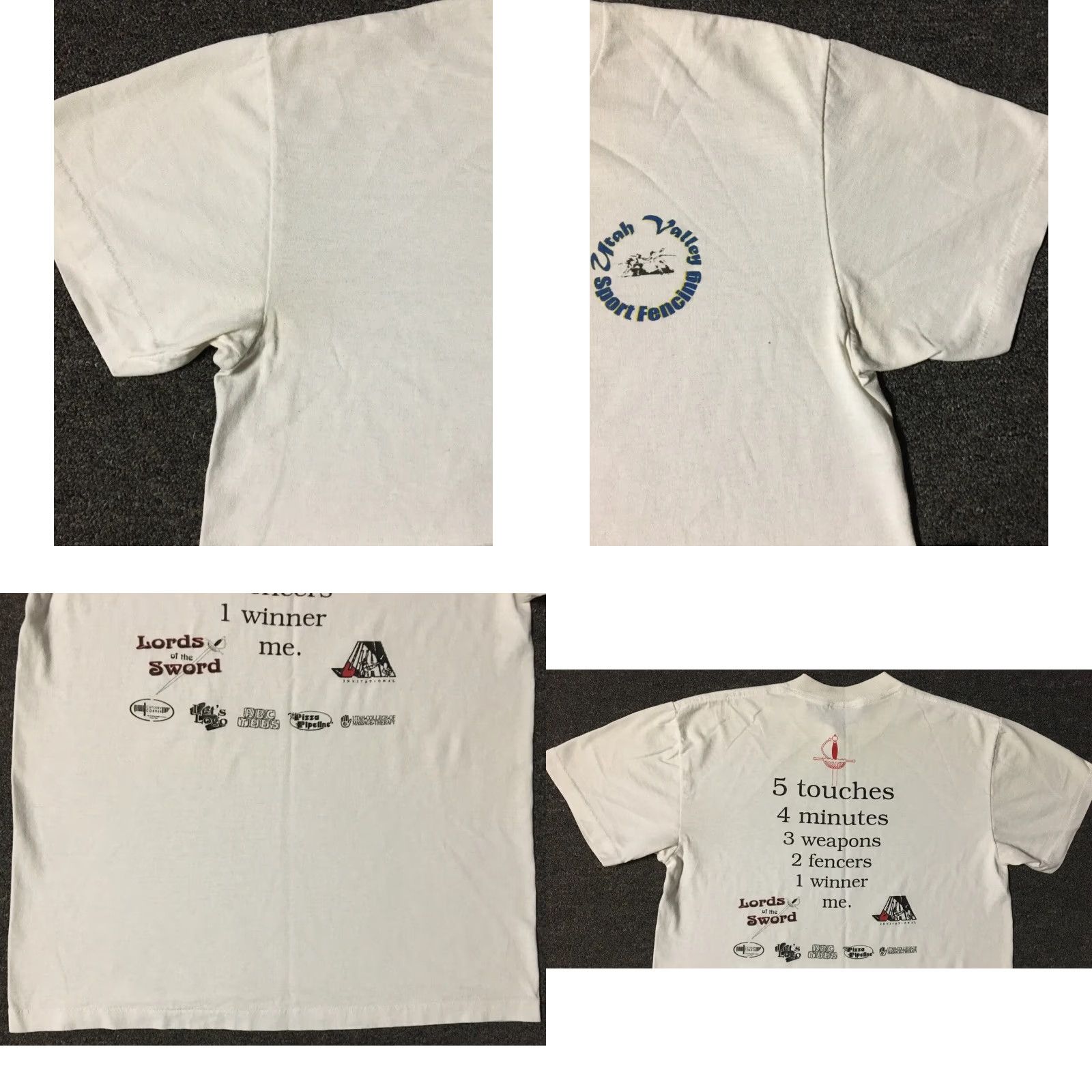 Vintage VINTAGE Utah Valley Fencing Winner Shirt Men S White 90s 80s Grunge School PE Track Funny Size US S / EU 44-46 / 1 - 8 Thumbnail